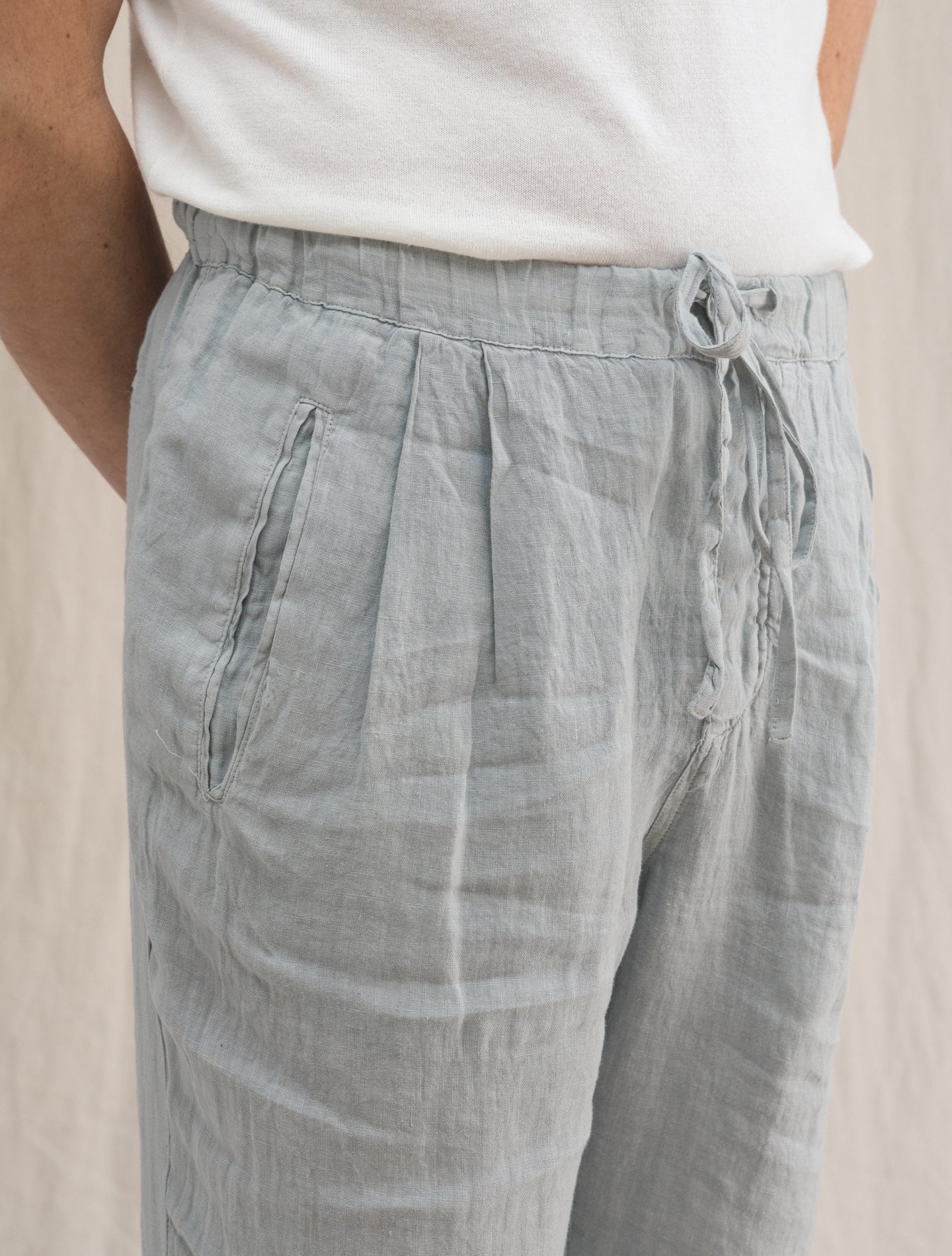 Keywest Pleated Linen Trouser Light Grey Massimo Alba Trousers L