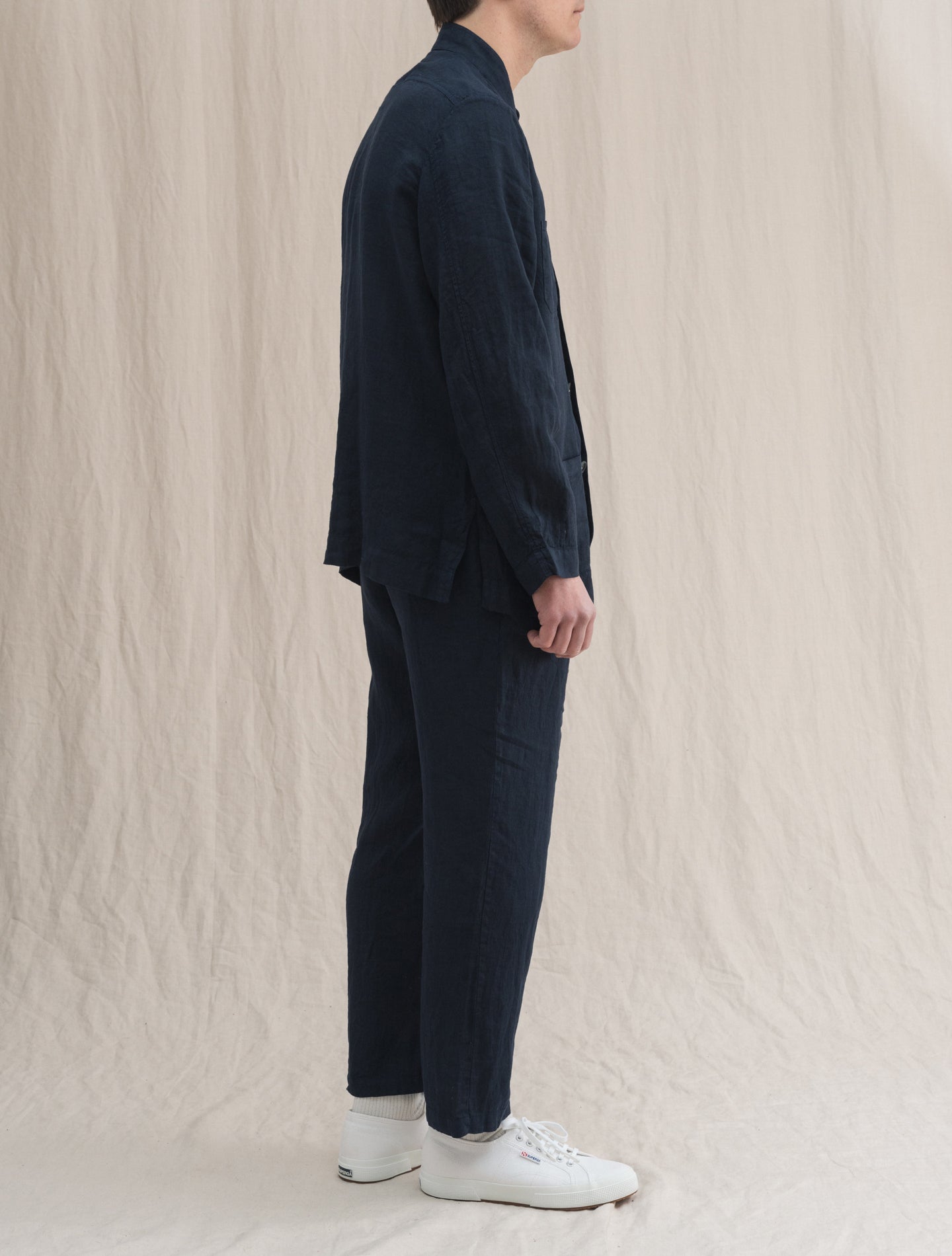 Keywest Pleated Linen Trouser Navy Massimo Alba Trousers L