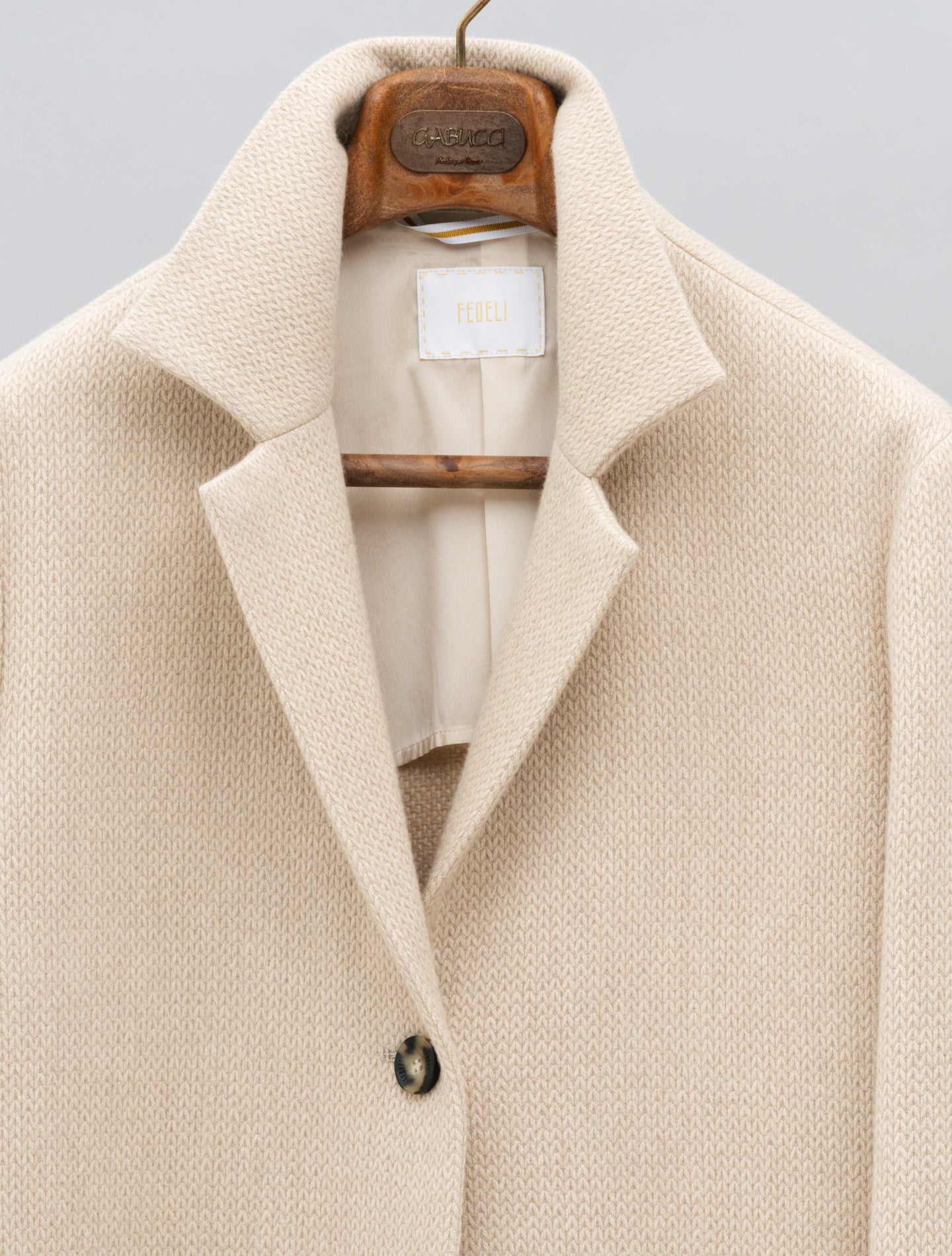 Knit Effect Wool Cashmere Silk Coat Beige Fedeli Outerwear IT 40