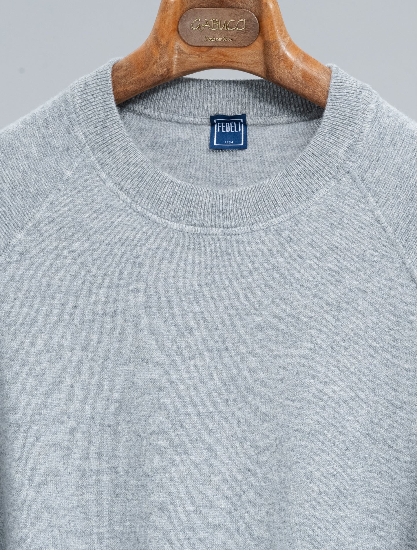 Knitted Cashmere Raglan Sweater Grey Fedeli Knitwear S