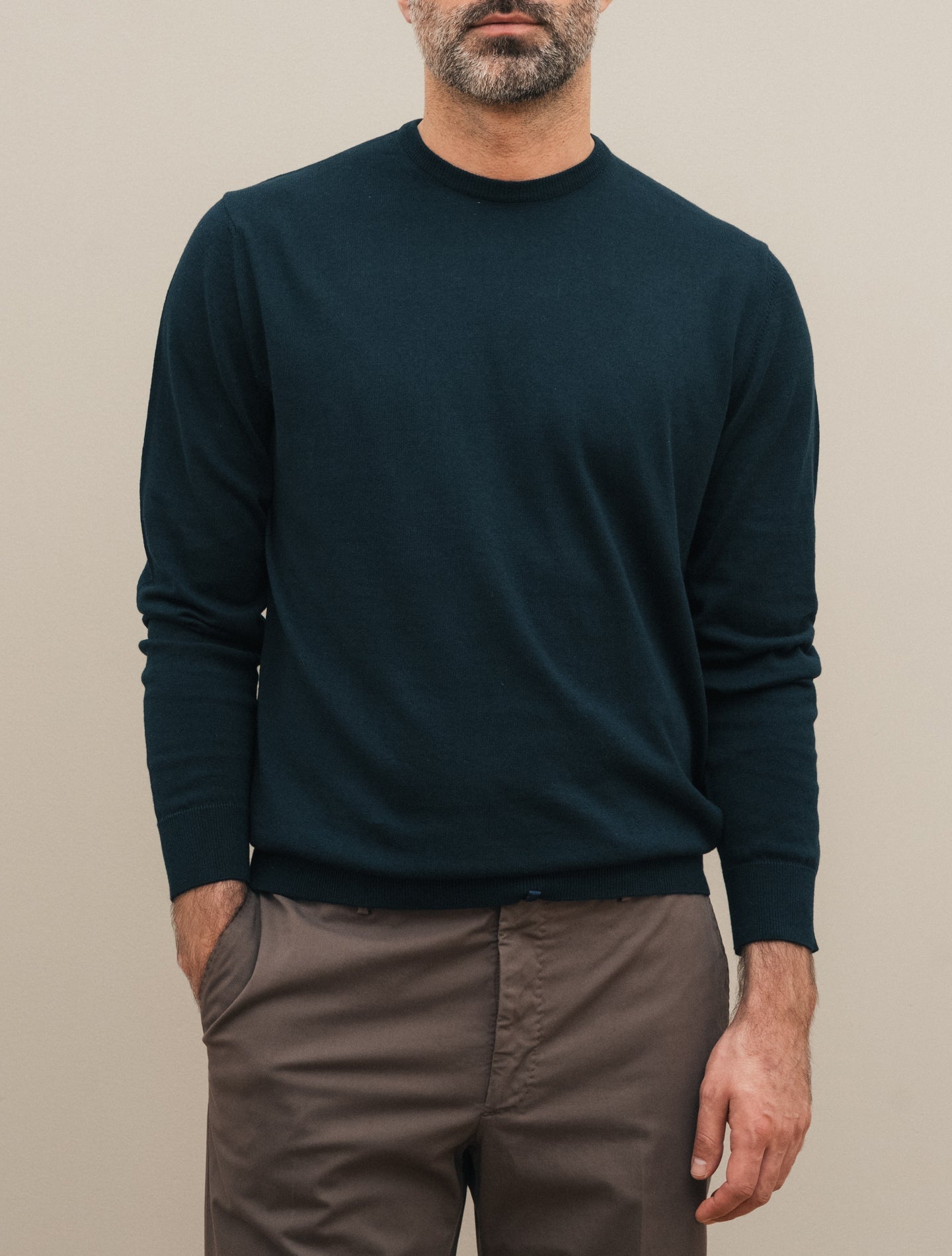 Knitted Cotton Cashmere Crewneck Navy Morgano Knitwear 48