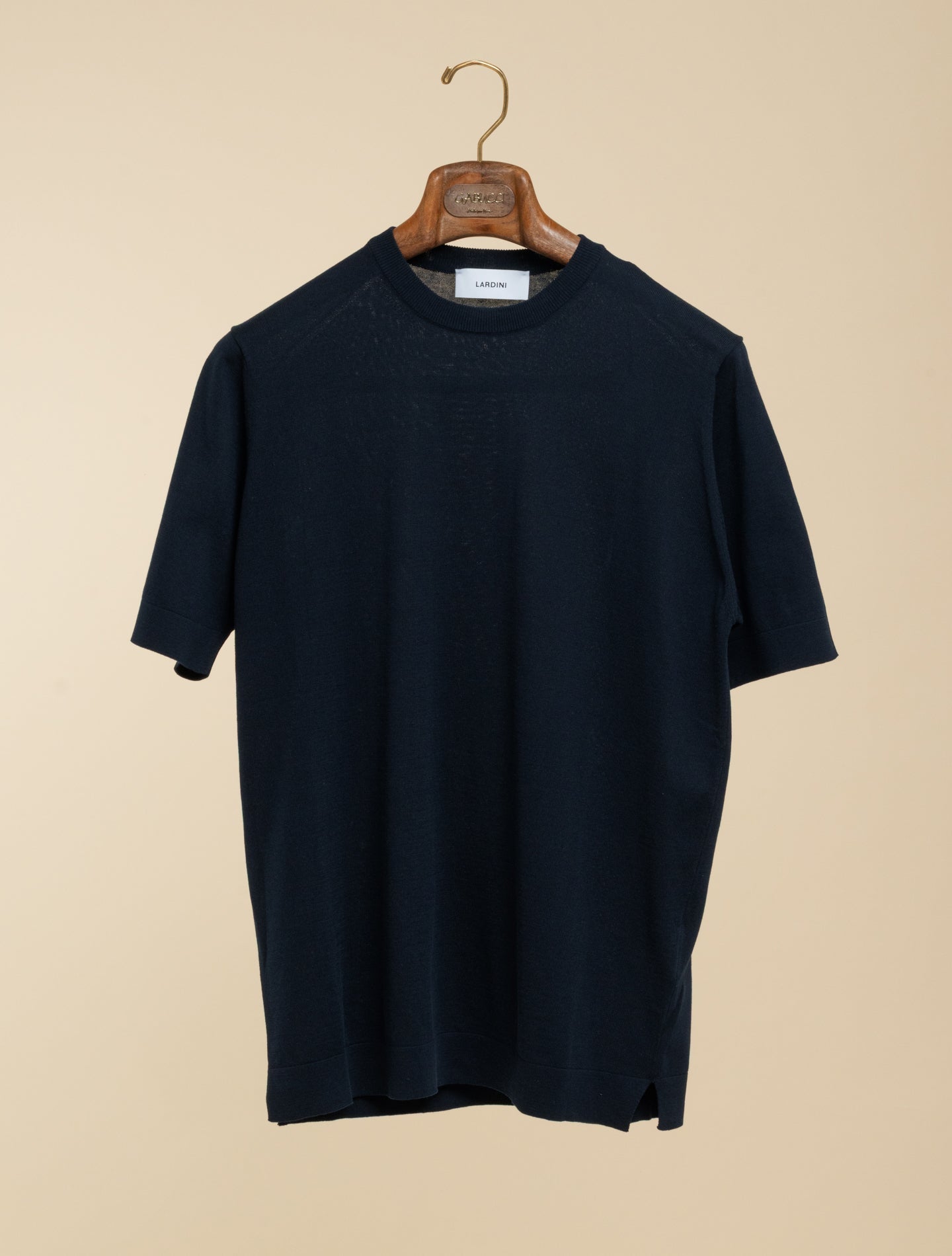Knitted Cotton Crewneck T-shirt Navy Lardini Knitwear S