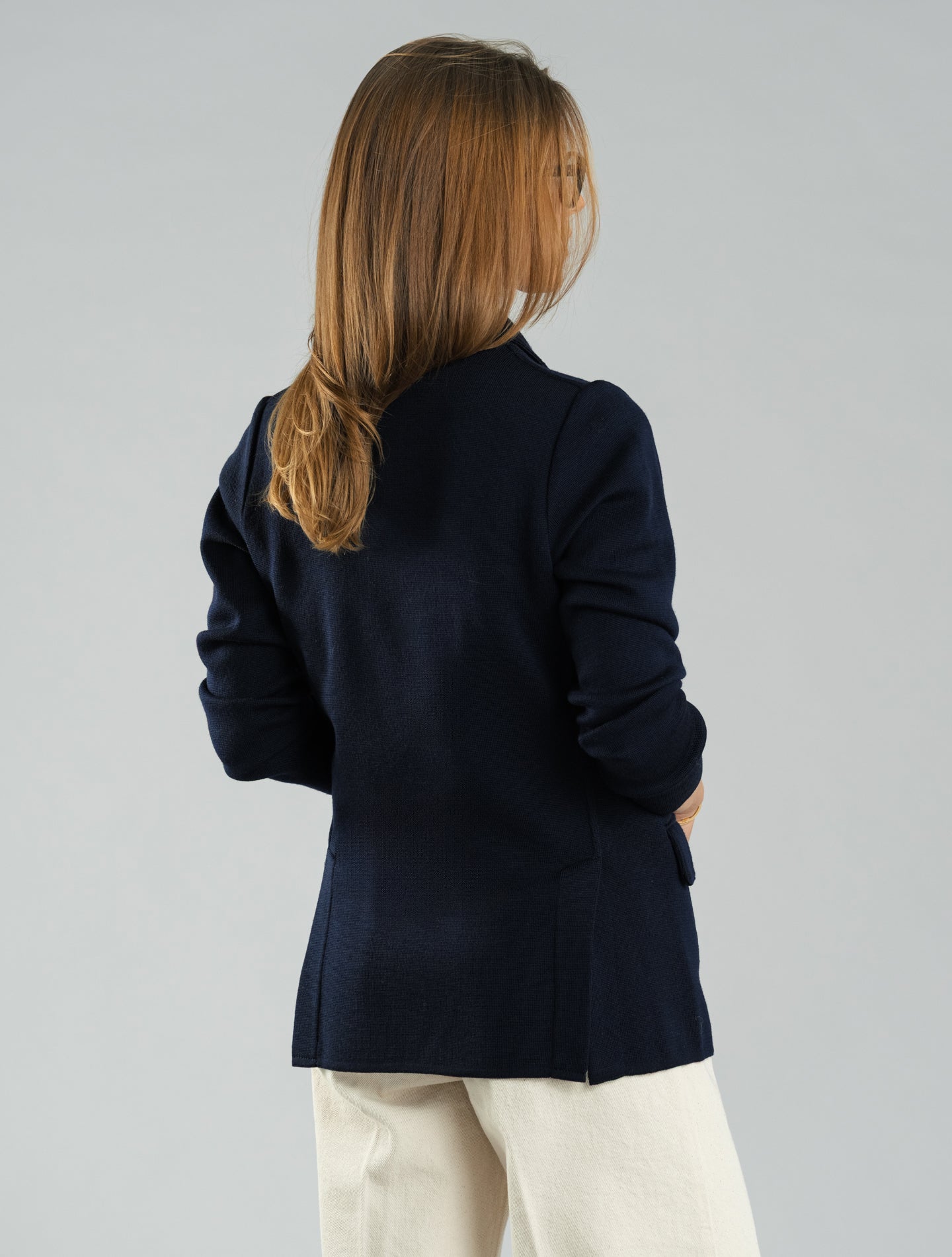 Knitted Double Breasted Wool Jacket Navy Lardini Jackets XS