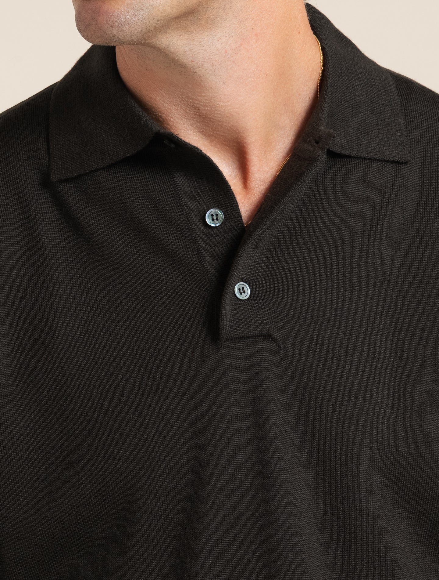 Knitted Merino Polo Shirt Dark Brown Morgano Polo shirts 48