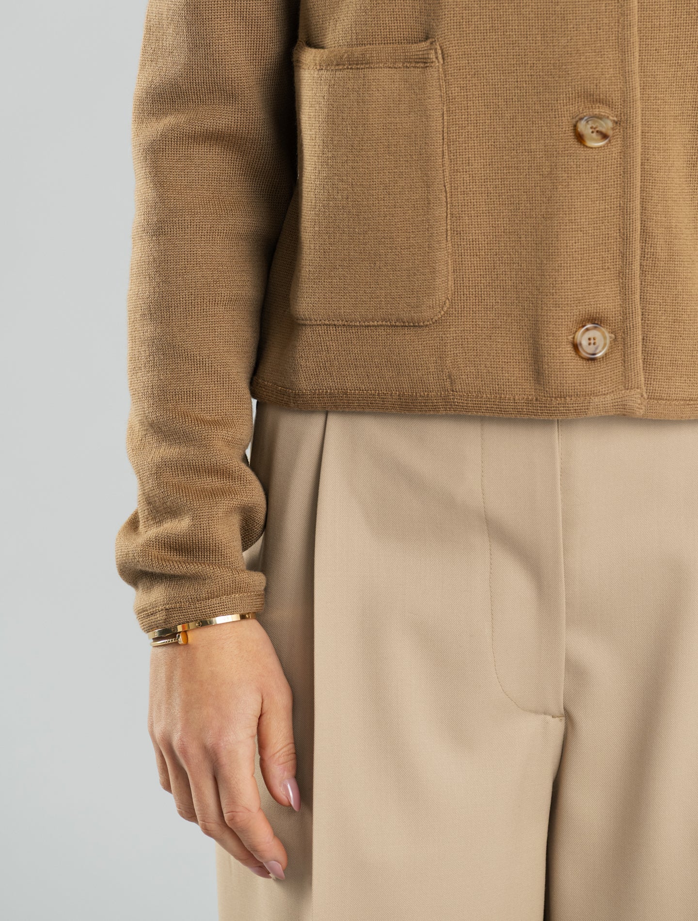 Knitted Short Wool Jacket Camel Lardini Jackets XS