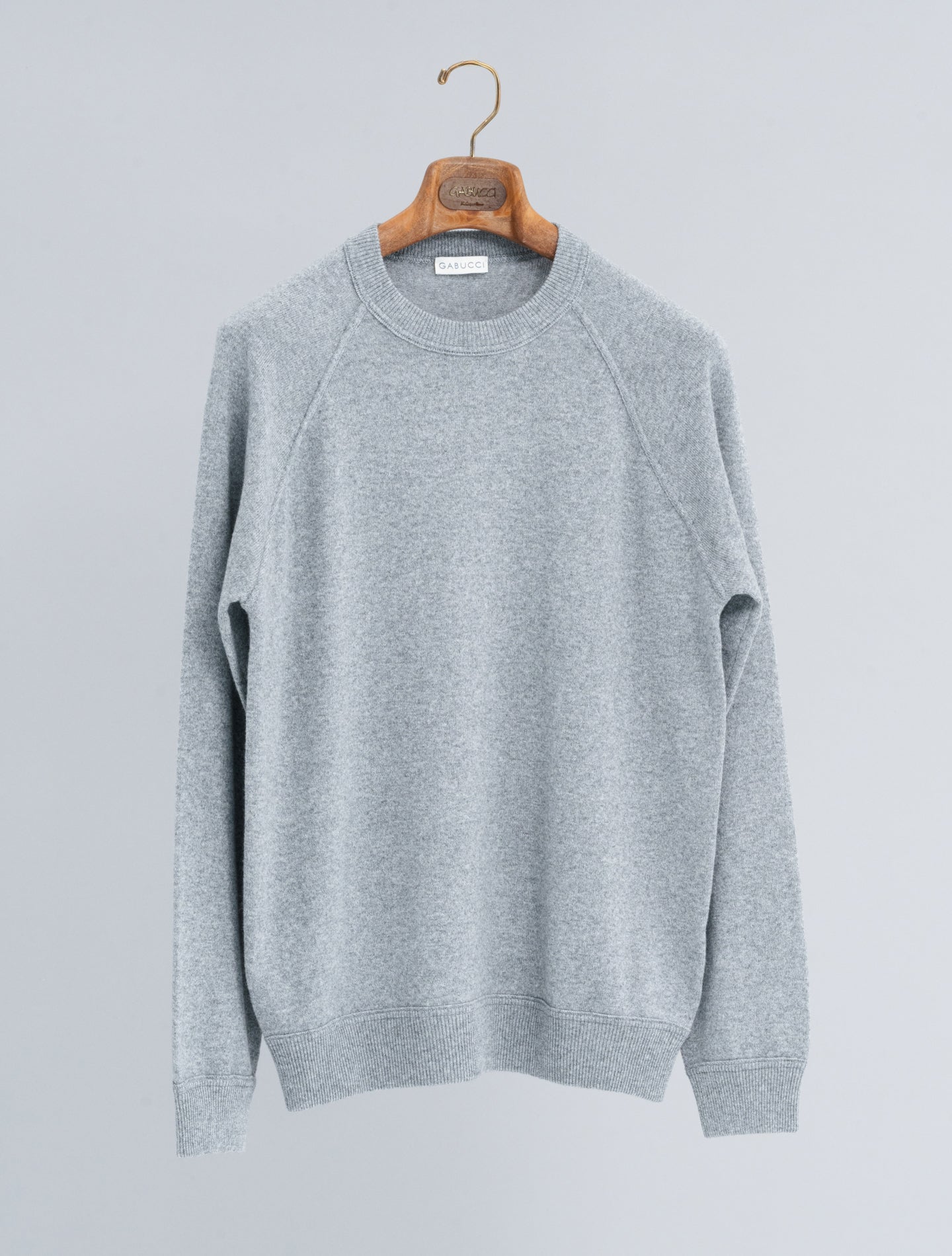 Knitted Wool Cashmere Raglan Sweater Grey Gabucci Knitwear 48