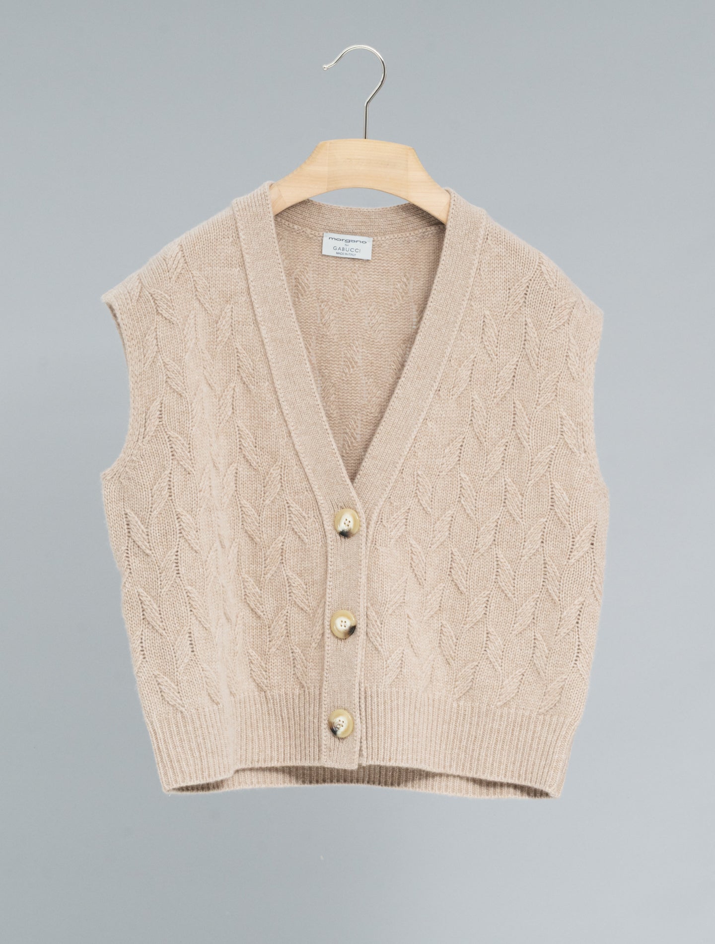 Knitted Wool Cashmere Vest Sand Morgano Knitwear IT 40