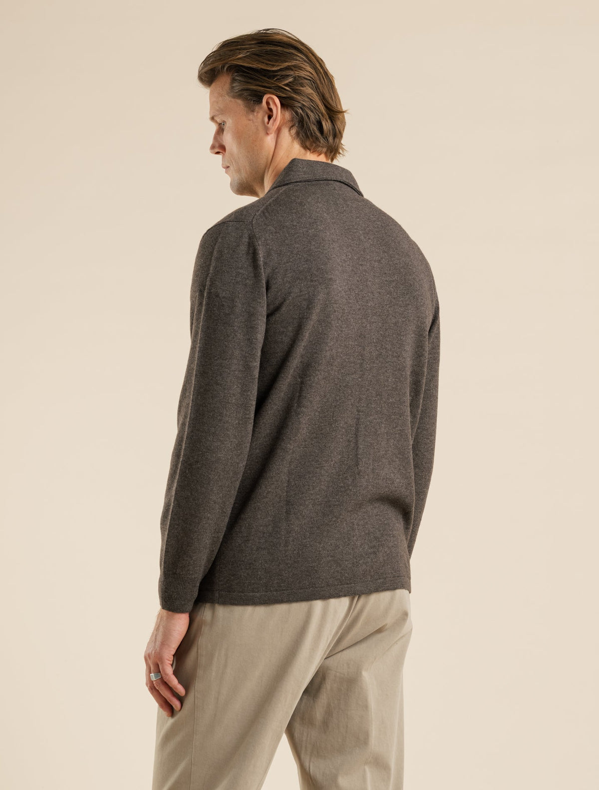 Knitted Wool Shirt Brown Melange Gabucci Knitwear 48