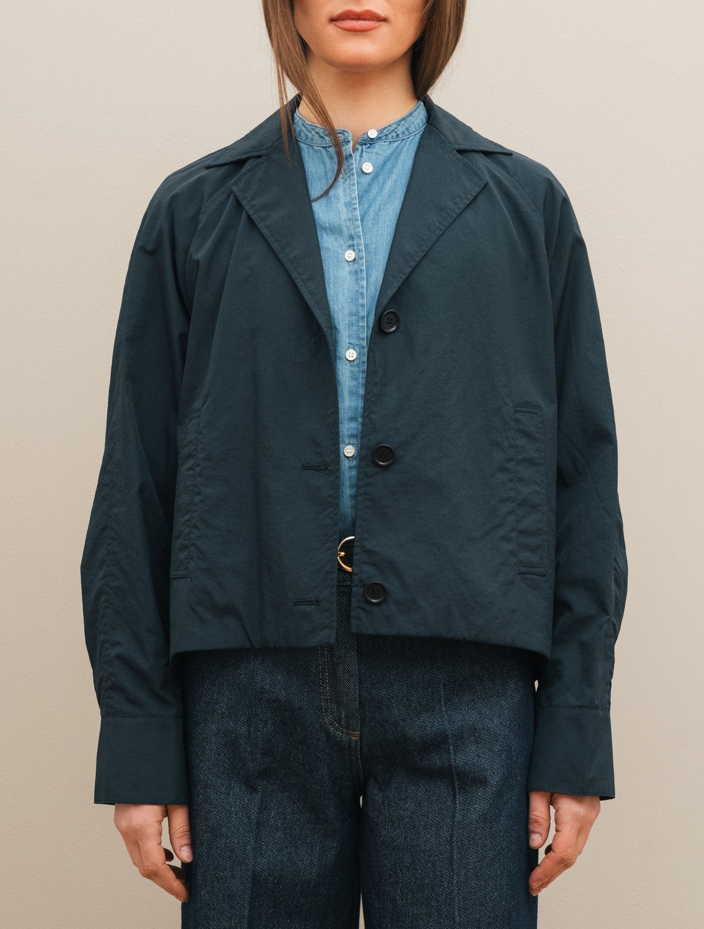 Lana Washed Nylon Short Jacket Navy Aspesi Outerwear XS