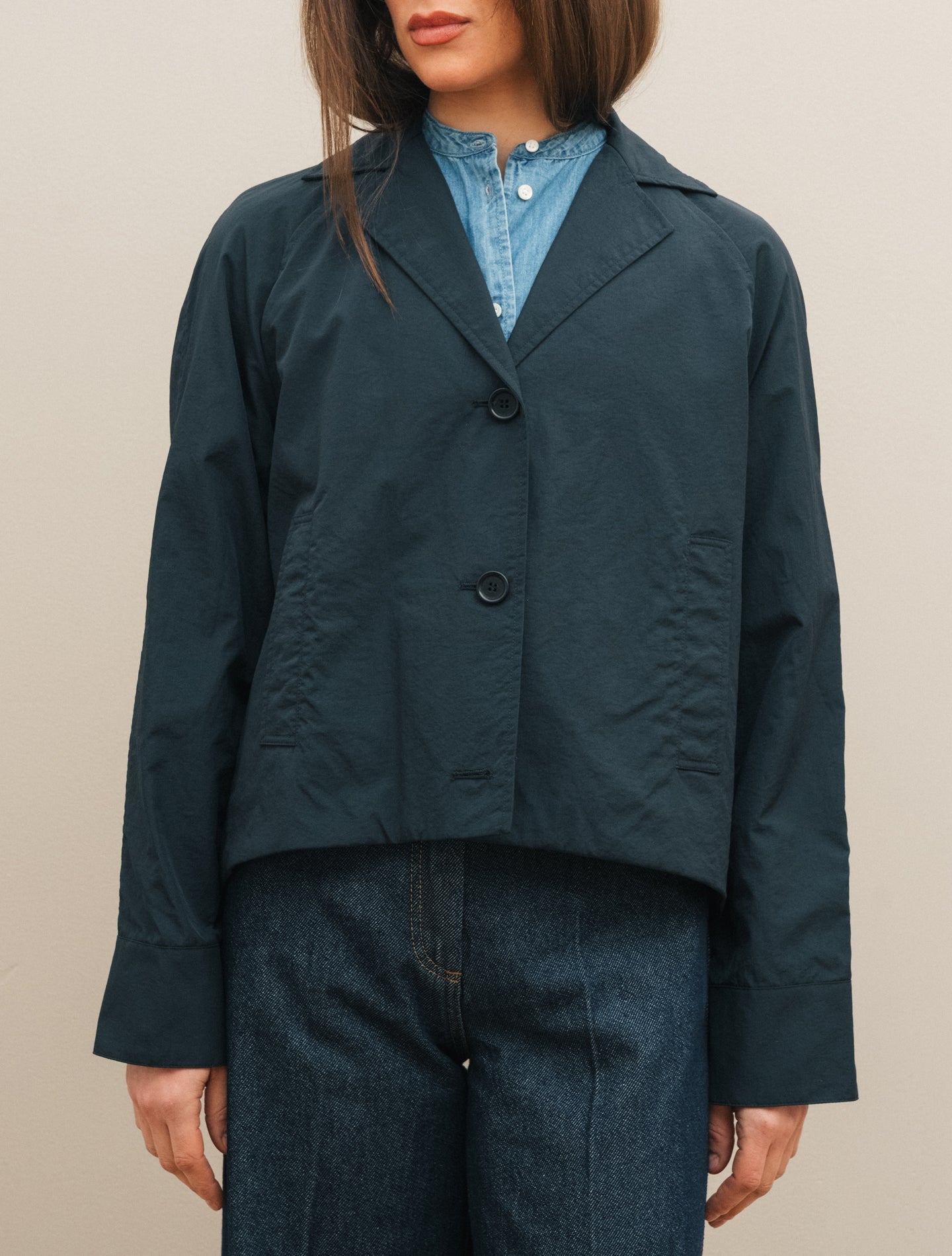 Lana Washed Nylon Short Jacket Navy Aspesi Outerwear XS