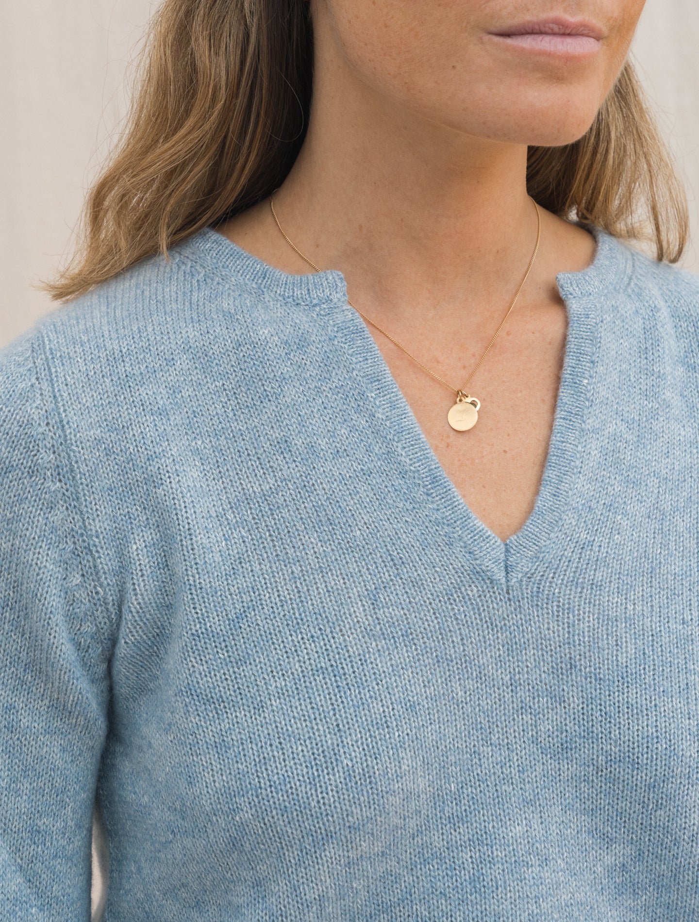 Levante Cashmere Linen V - Neck Sweater Pale Blue Fedeli Knitwear IT 38