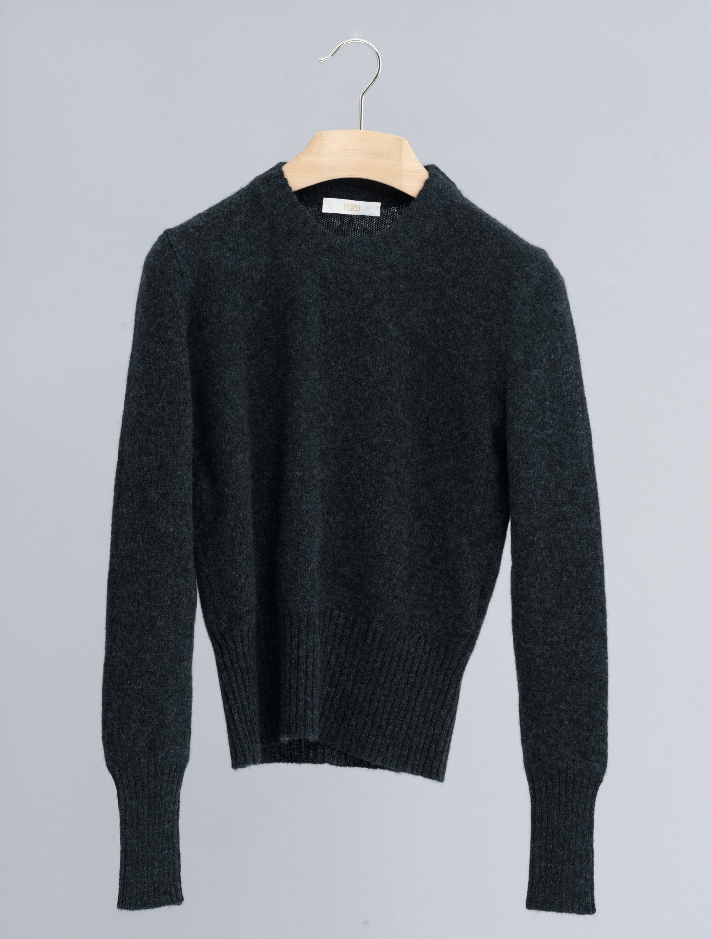 Light Knitted Cashmere Crewneck Dark Grey Fedeli Knitwear IT 40
