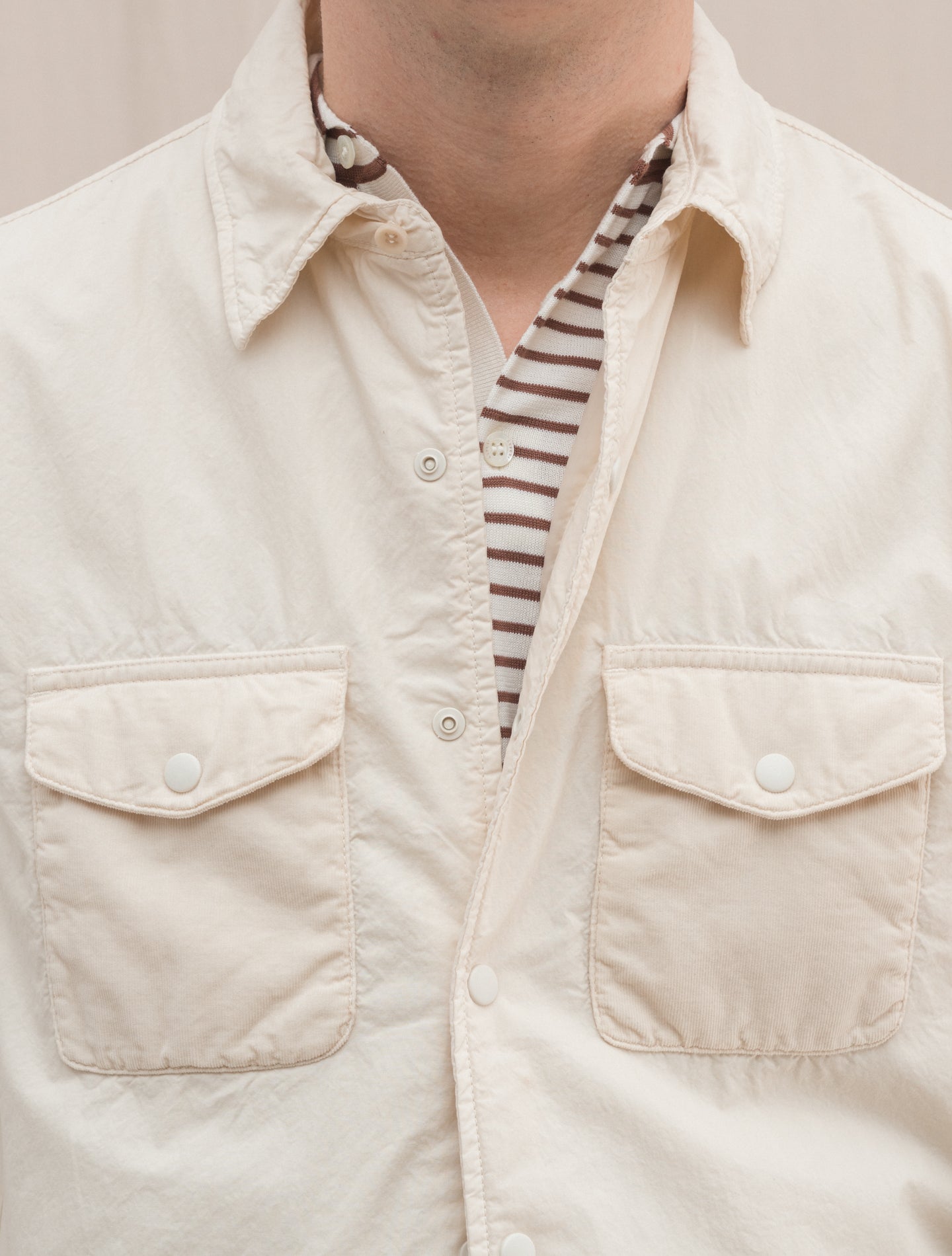 Light Padded Cotton Shirt Jacket Ivory Aspesi Outerwear S