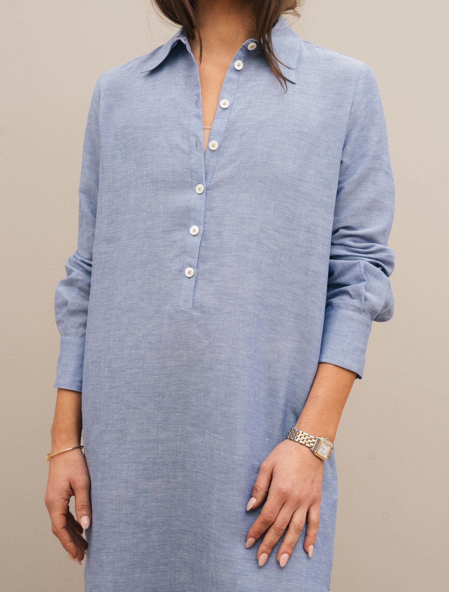 Linen Cotton Shirt Maxi Dress Blue Massimo Alba Dresses XS