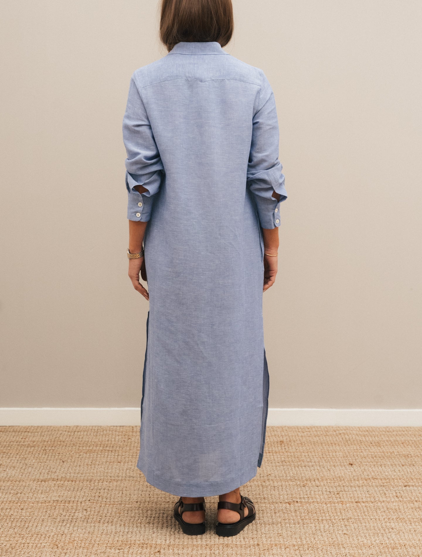 Linen Cotton Shirt Maxi Dress Blue Massimo Alba Dresses XS