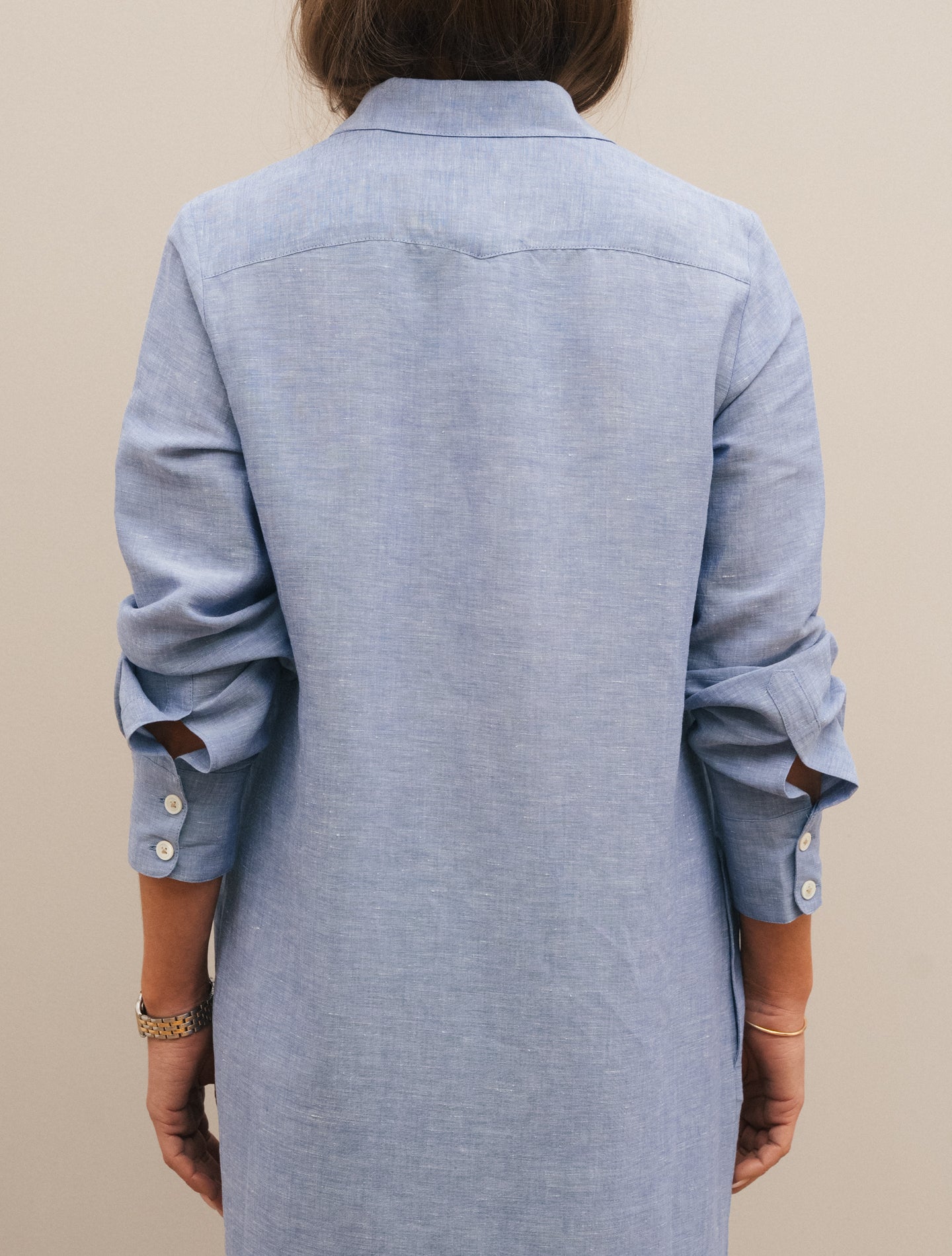 Linen Cotton Shirt Maxi Dress Blue Massimo Alba Dresses XS