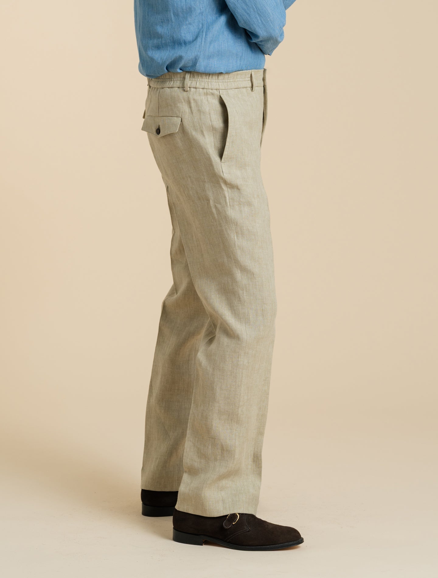 Linen Drawsting Regular Fit Trousers Sand Incotex Trousers 48