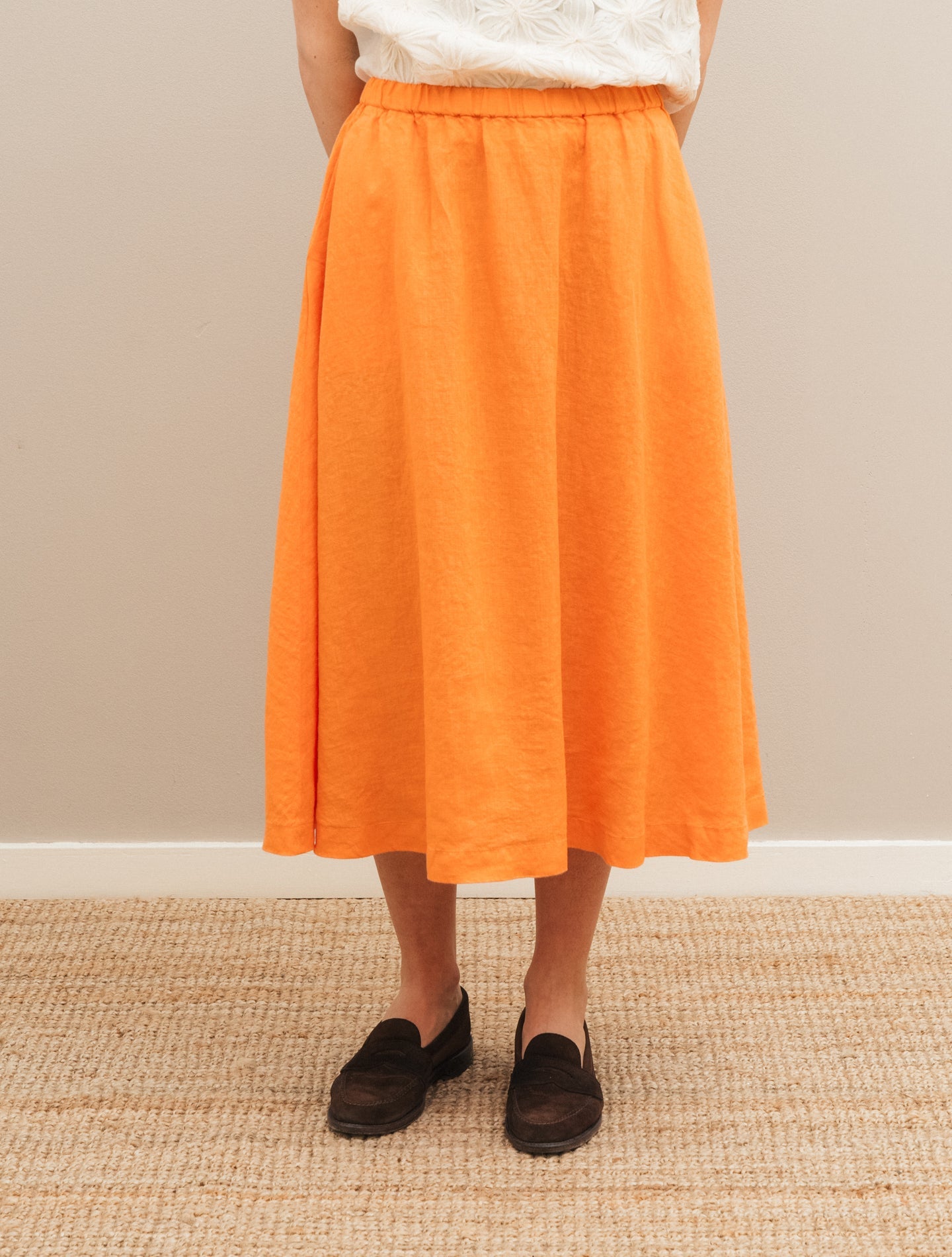 Linen Skirt Orange Aspesi Skirts IT 38