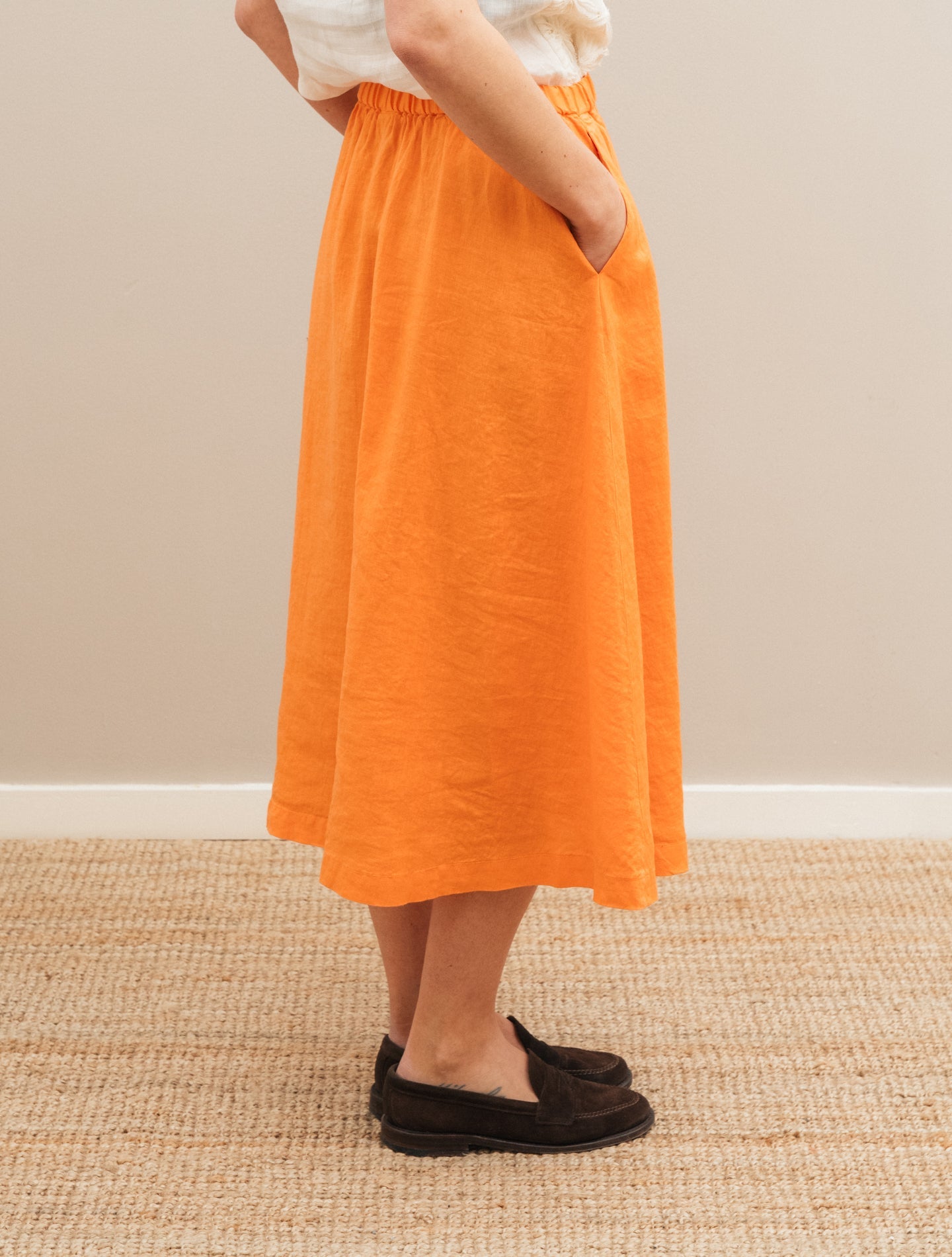 Linen Skirt Orange Aspesi Skirts IT 38