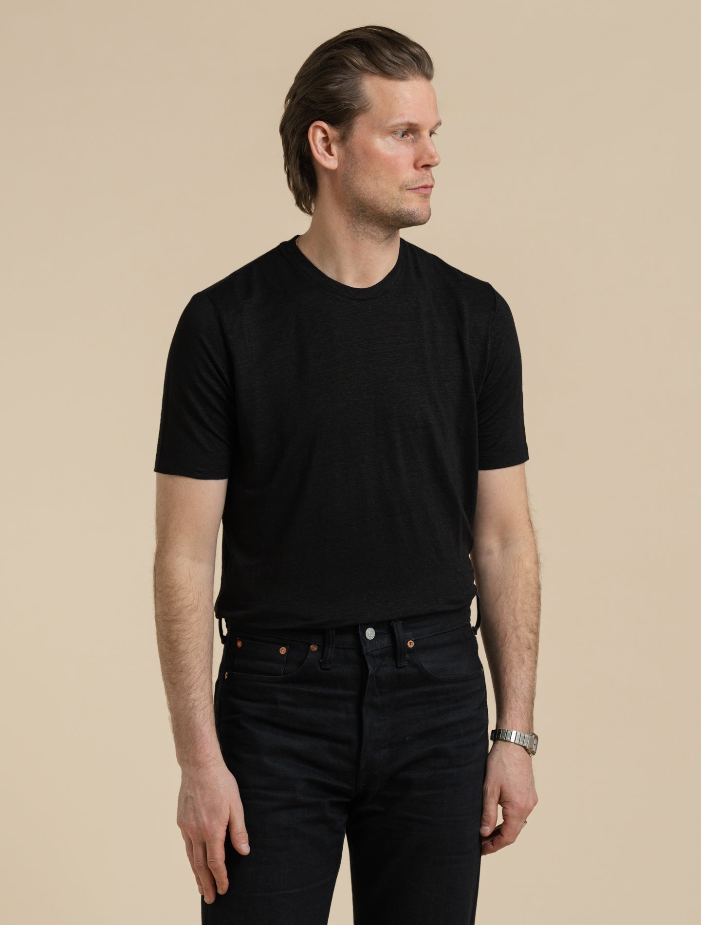 Linen T-shirt Black Gabucci T-shirts 48