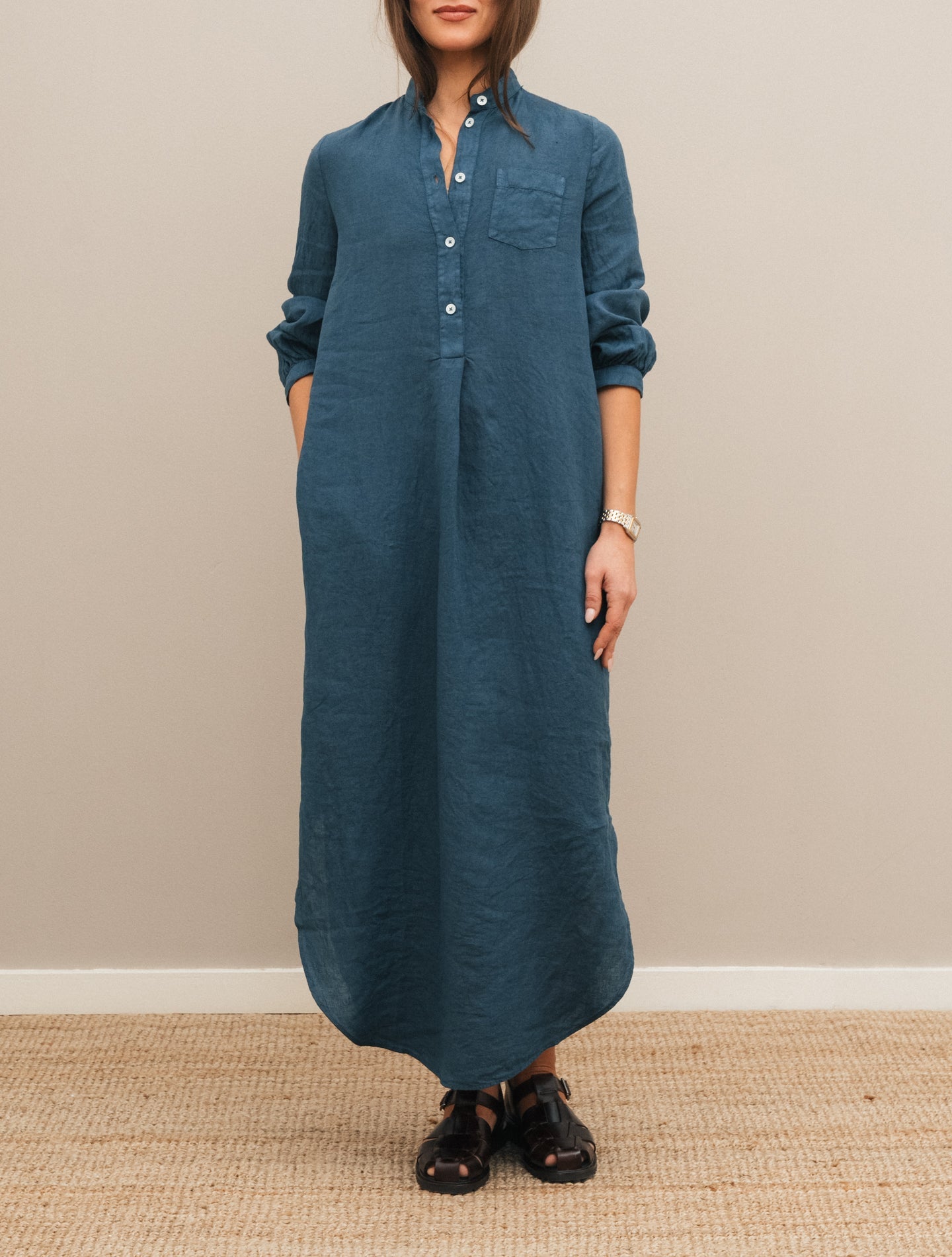 Madama Maxi Linen Dress Blue Massimo Alba Dresses XS
