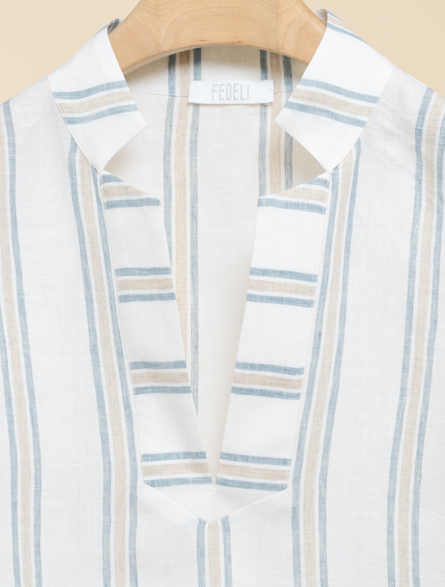 Martin Miami Linen Striped Shirt Blue Fedeli Shirts XS