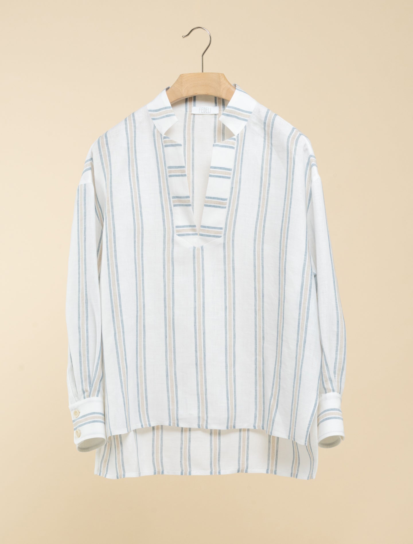Martin Miami Linen Striped Shirt Blue Fedeli Shirts XS
