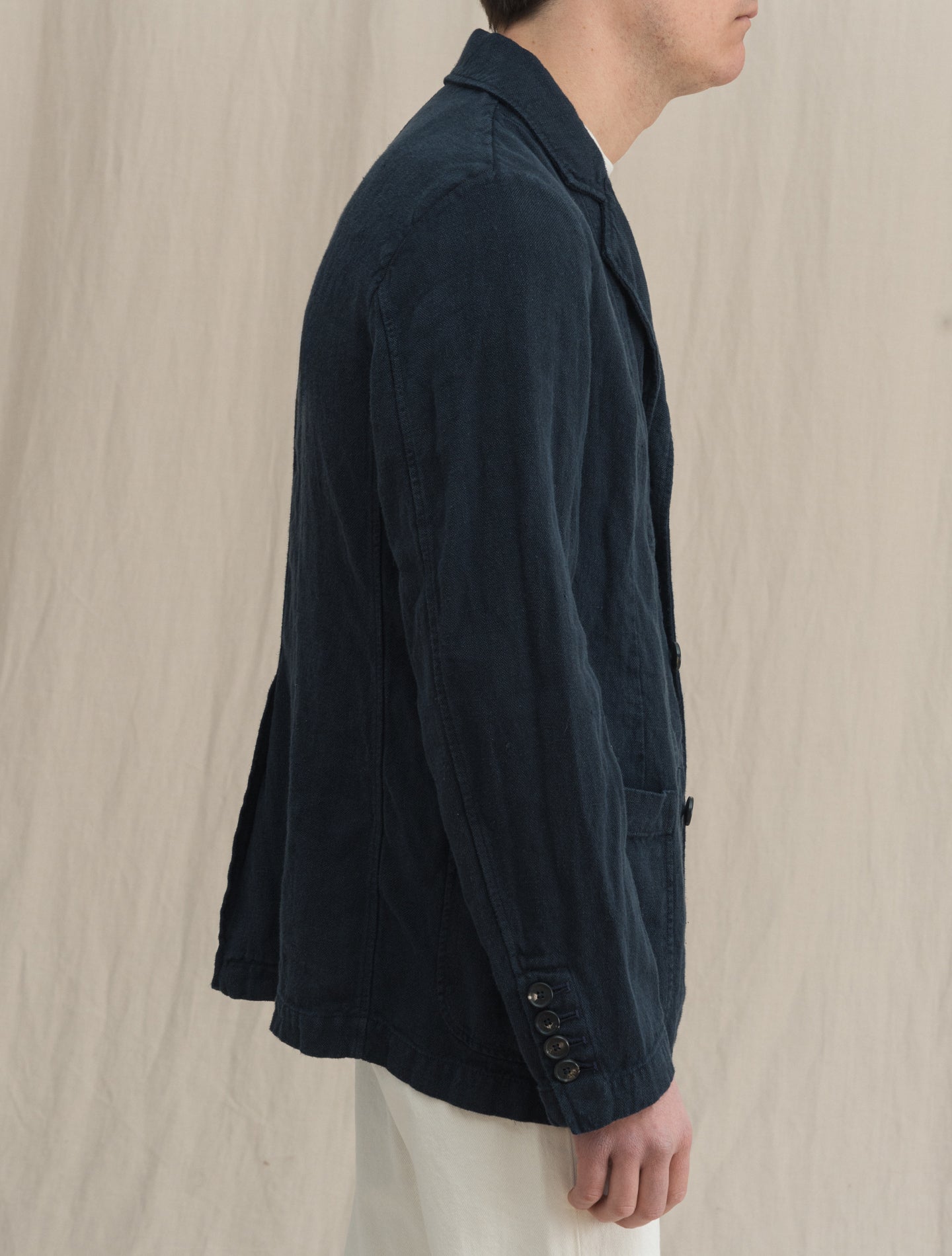 Melzi Jacket Washed Linen Dark Navy Manto Jackets 46