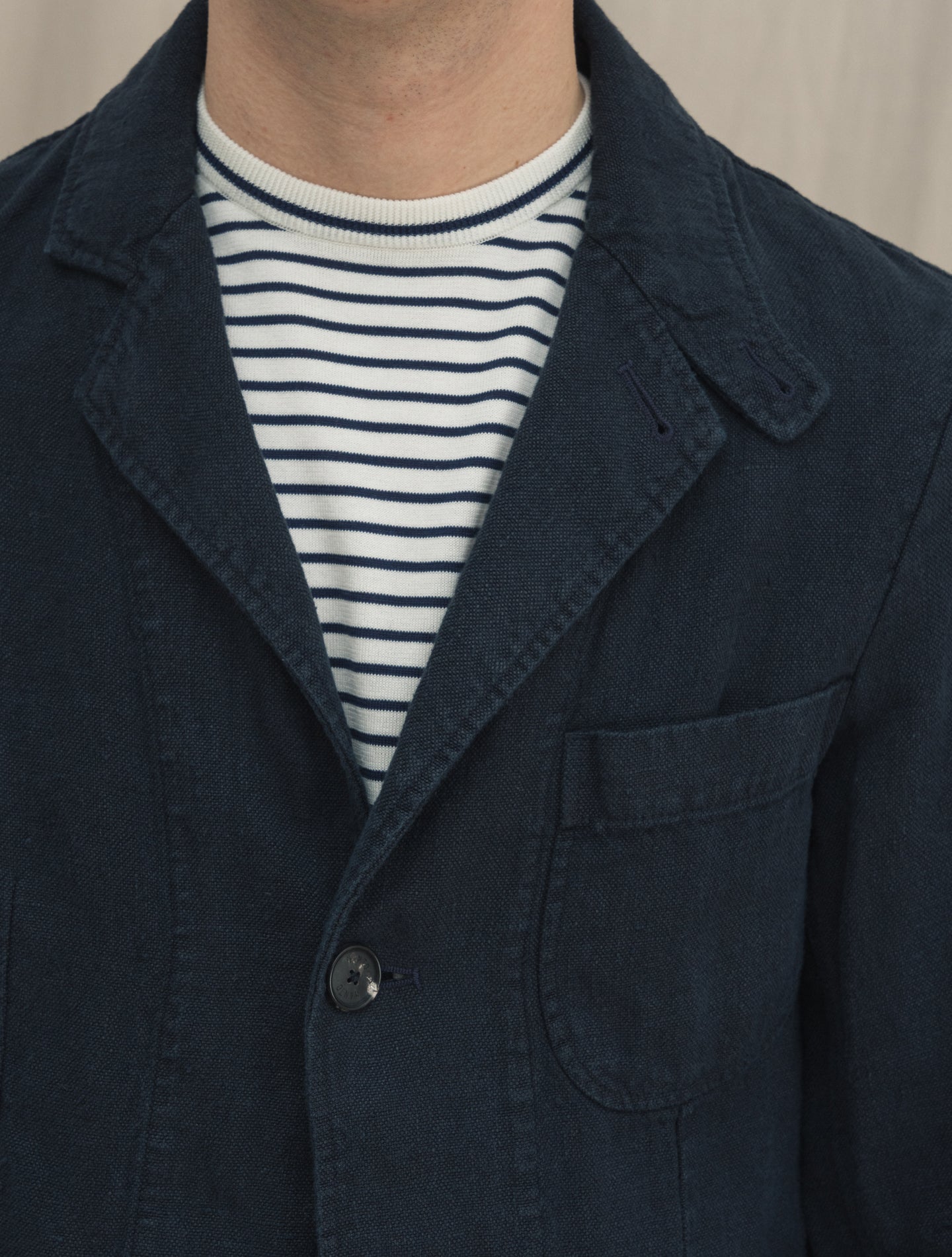 Melzi Jacket Washed Linen Dark Navy Manto Jackets 46