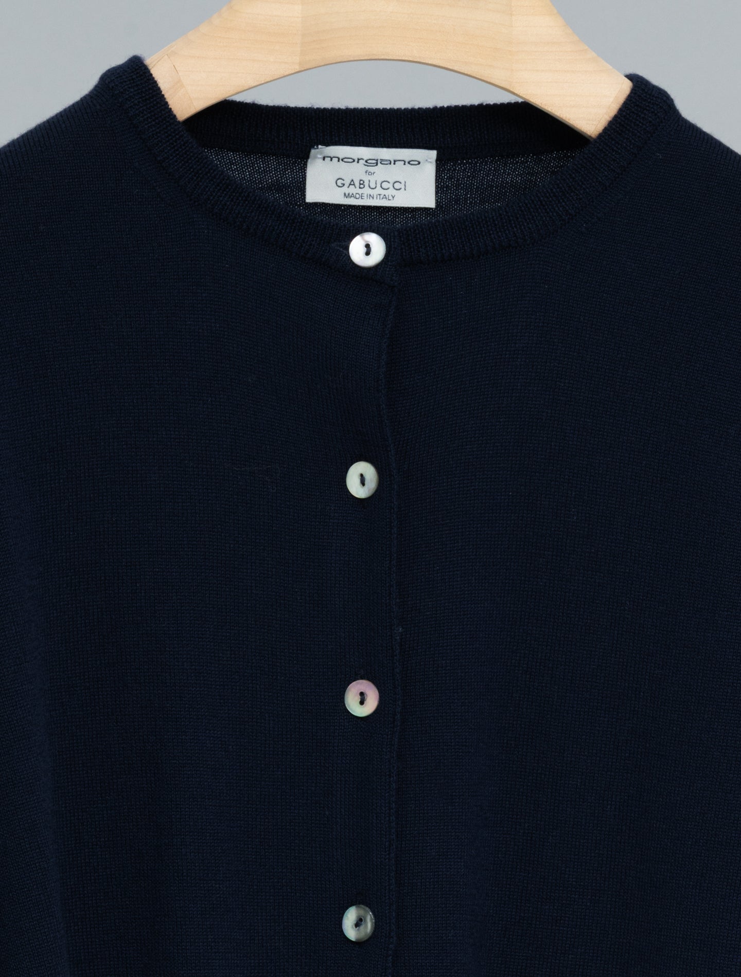 Merino Wool Cardigan Navy Morgano Knitwear IT 40