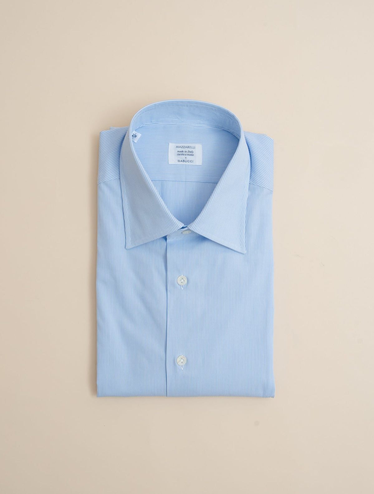 Micro Striped Turn Down Shirt Light Blue Mazzarelli Shirts 38
