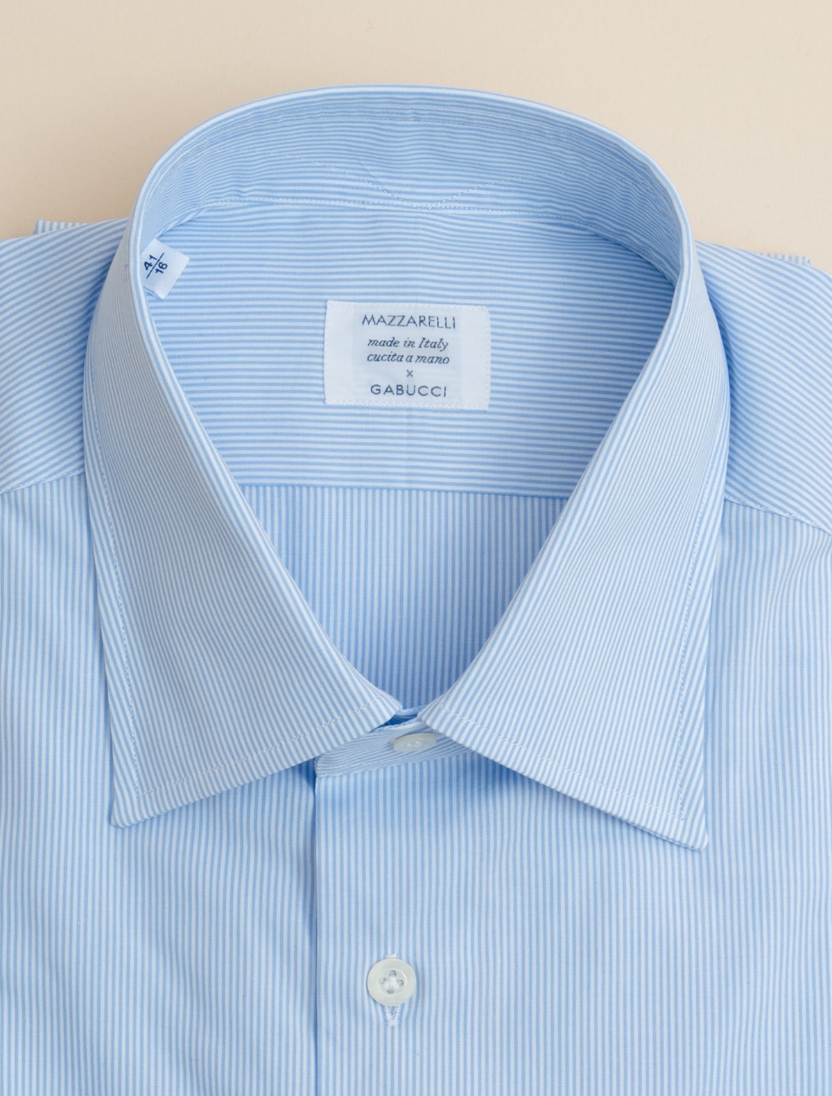 Micro Striped Turn Down Shirt Light Blue Mazzarelli Shirts 38
