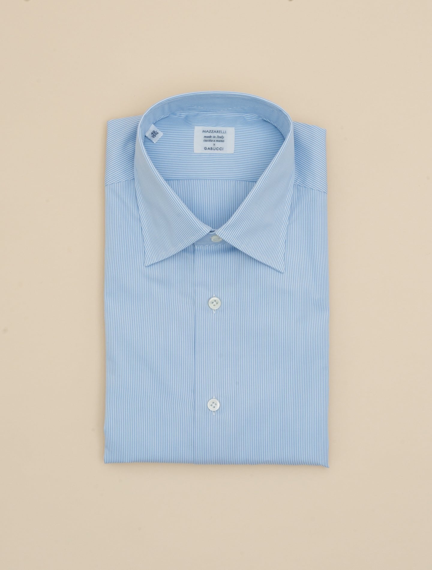 Mini Striped Cotton Turn Down Shirt Light Blue Mazzarelli Shirts 38