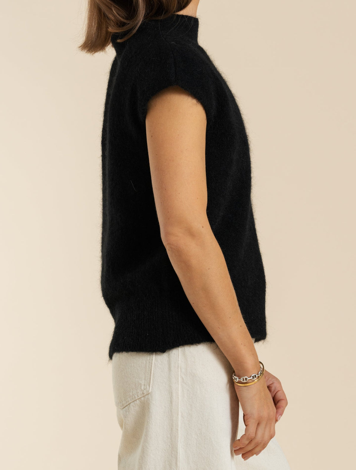 Mohair Mockneck Top Black Morgano Knitwear IT 40