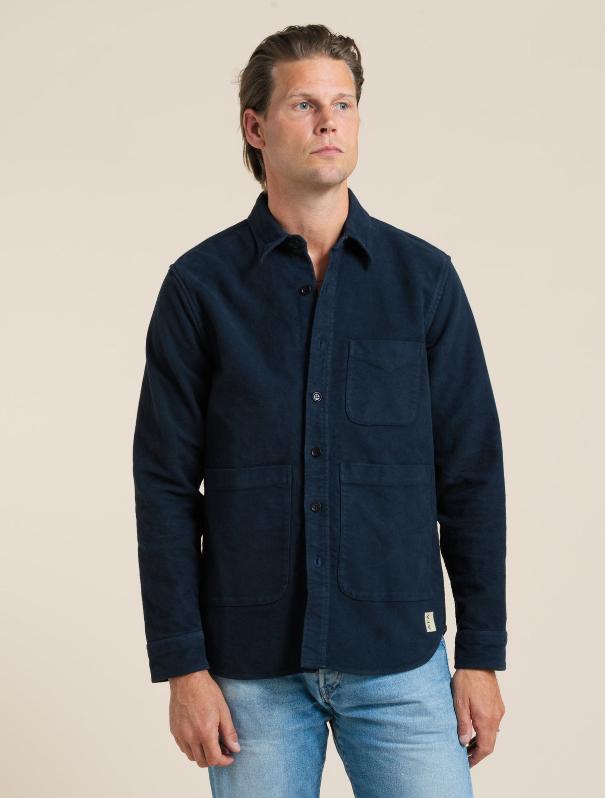 Moleskin Utility Shirt Navy Aspesi Overshirts M