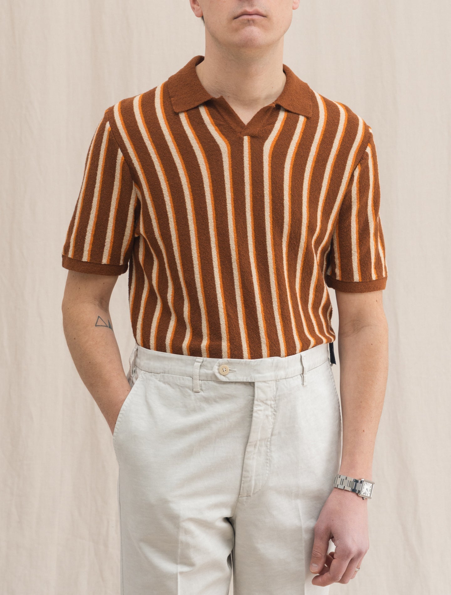 Multi Stripe Sponge Polo Shirt Rust Gabucci Polo shirts 48