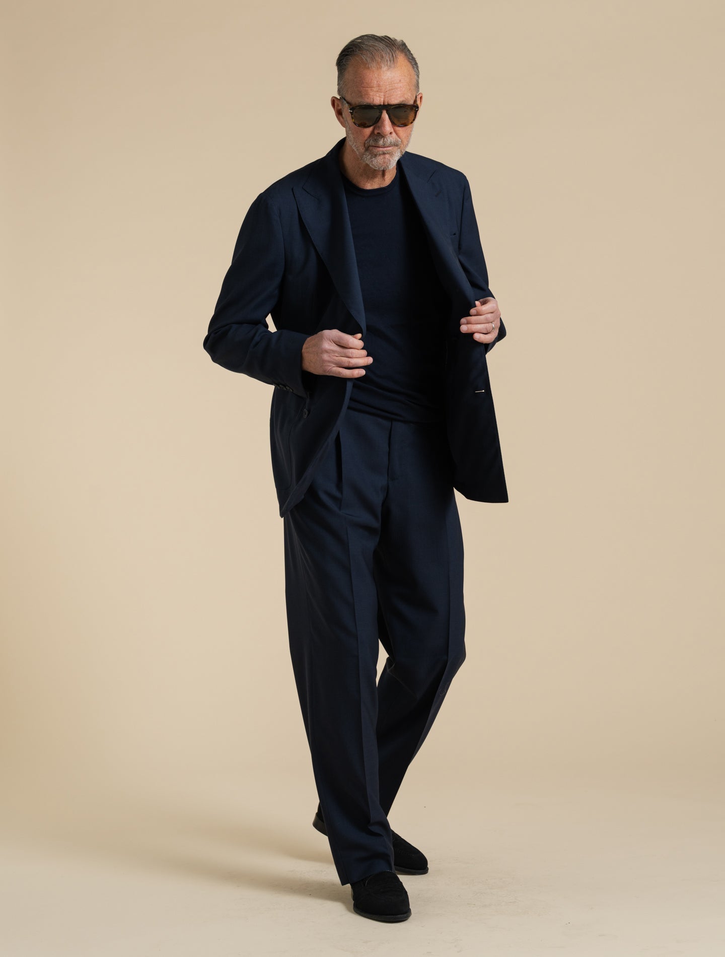 Napoli Double Breasted Tropical Wool Suit Navy Gigi Suits 48