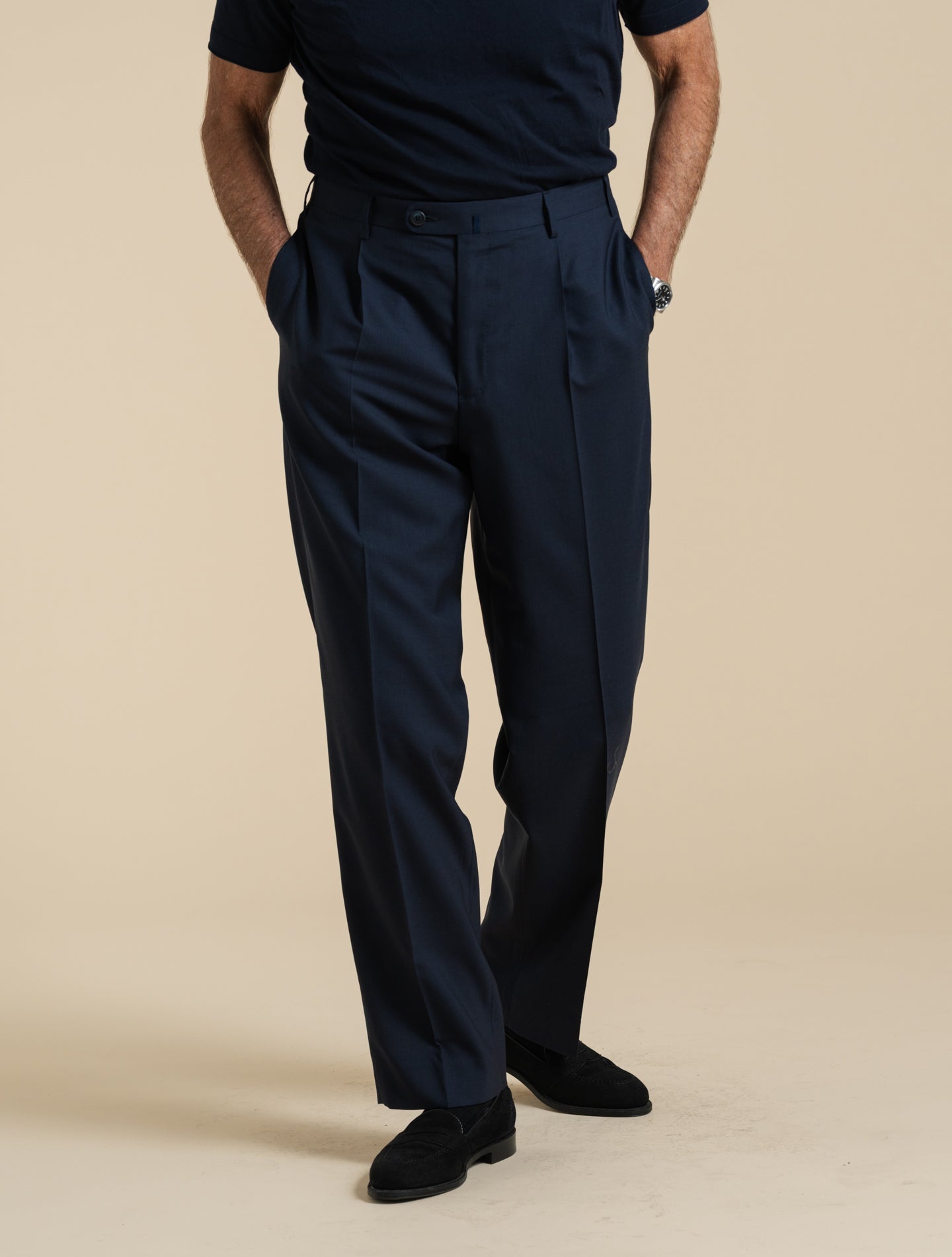 Napoli Double Breasted Tropical Wool Suit Navy Gigi Suits 48