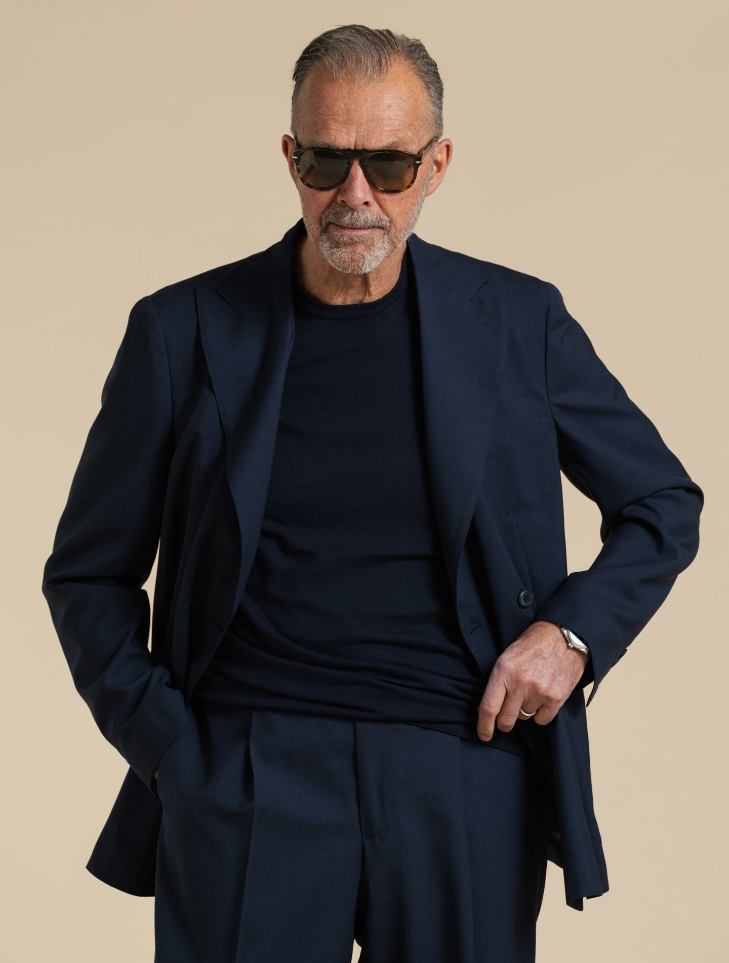 Napoli Double Breasted Tropical Wool Suit Navy Gigi Suits 48