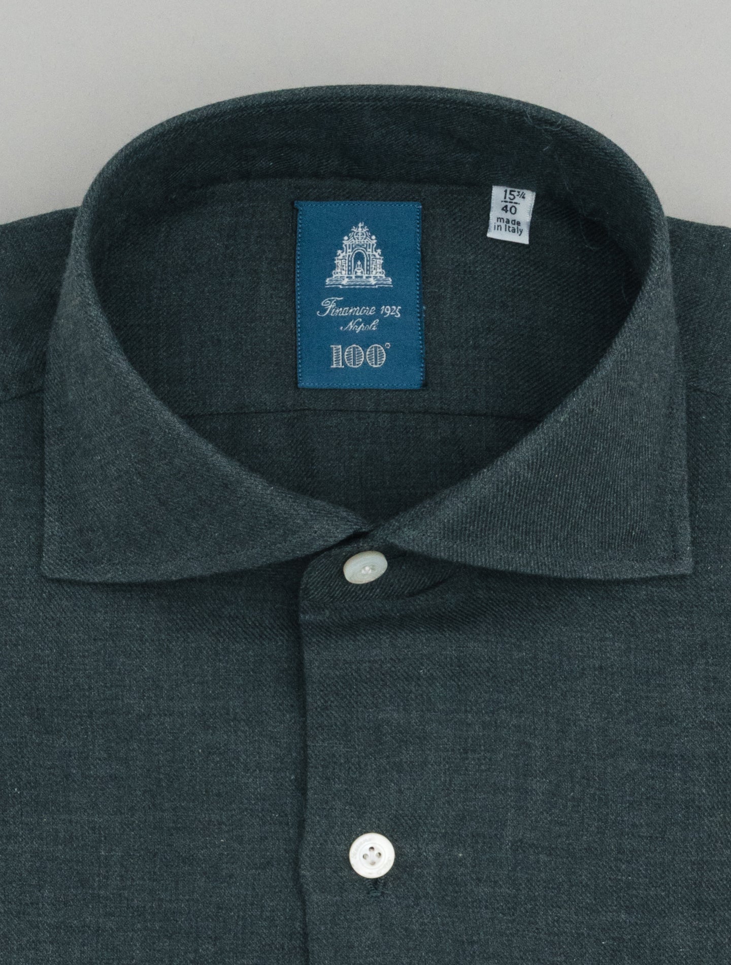 Finamore Napoli Eduardo Shirt | Dark Grey Cotton Cashmere | Gabucci