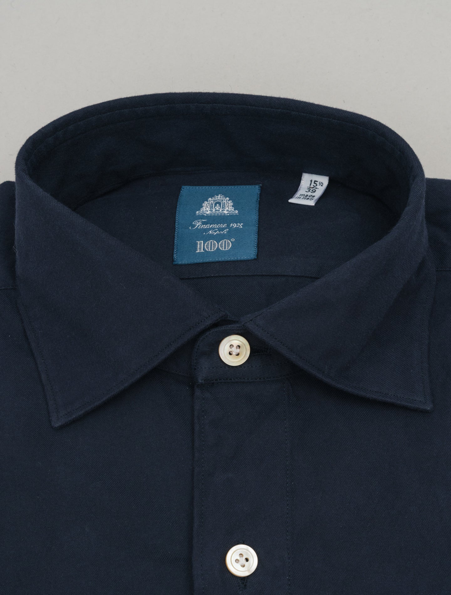 Napoli Eduardo Cotton Cashmere Shirt Navy Finamore Shirts 38