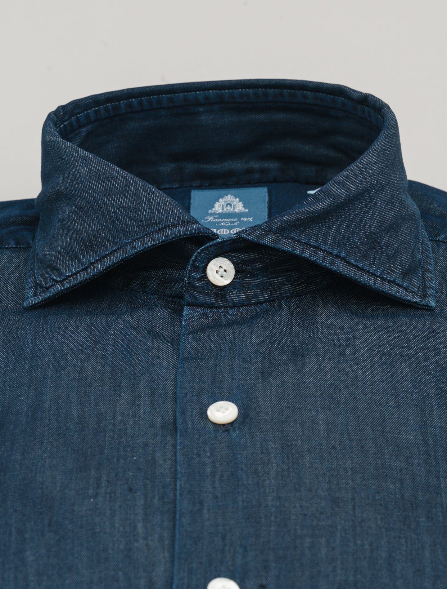 Napoli Eduardo Giza 45 Indigo Cotton Shirt Blue Finamore Shirts 38