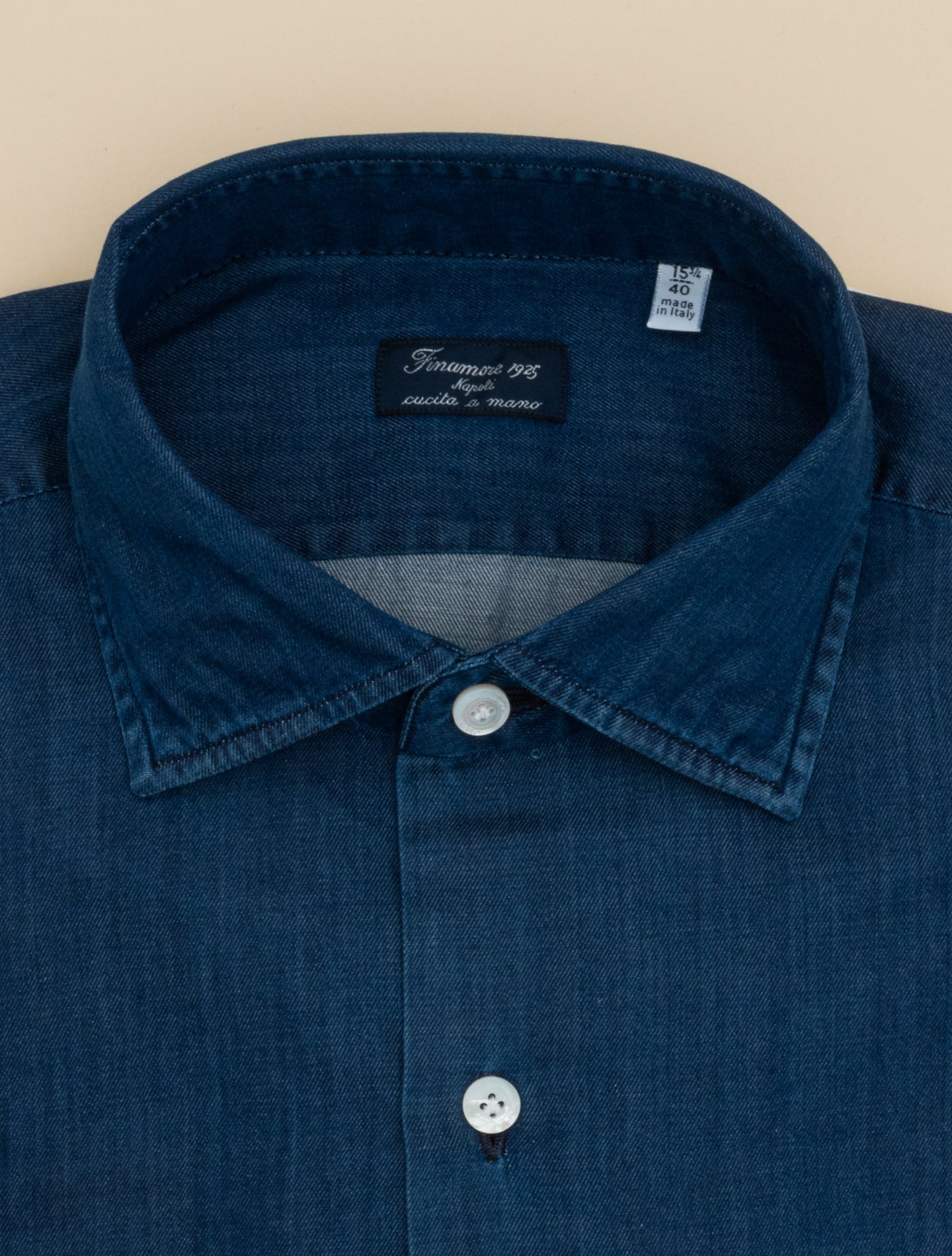 Napoli Luigi Giza 45 Indigo Cotton Shirt Denim Finamore Shirts 39