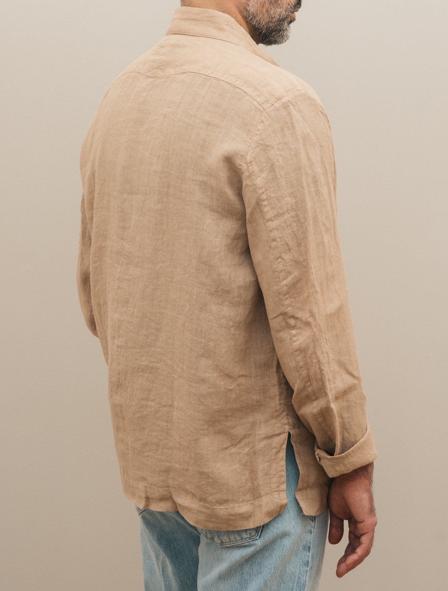 Nehru Collar Linen Jacket Desert Massimo Alba Jackets S