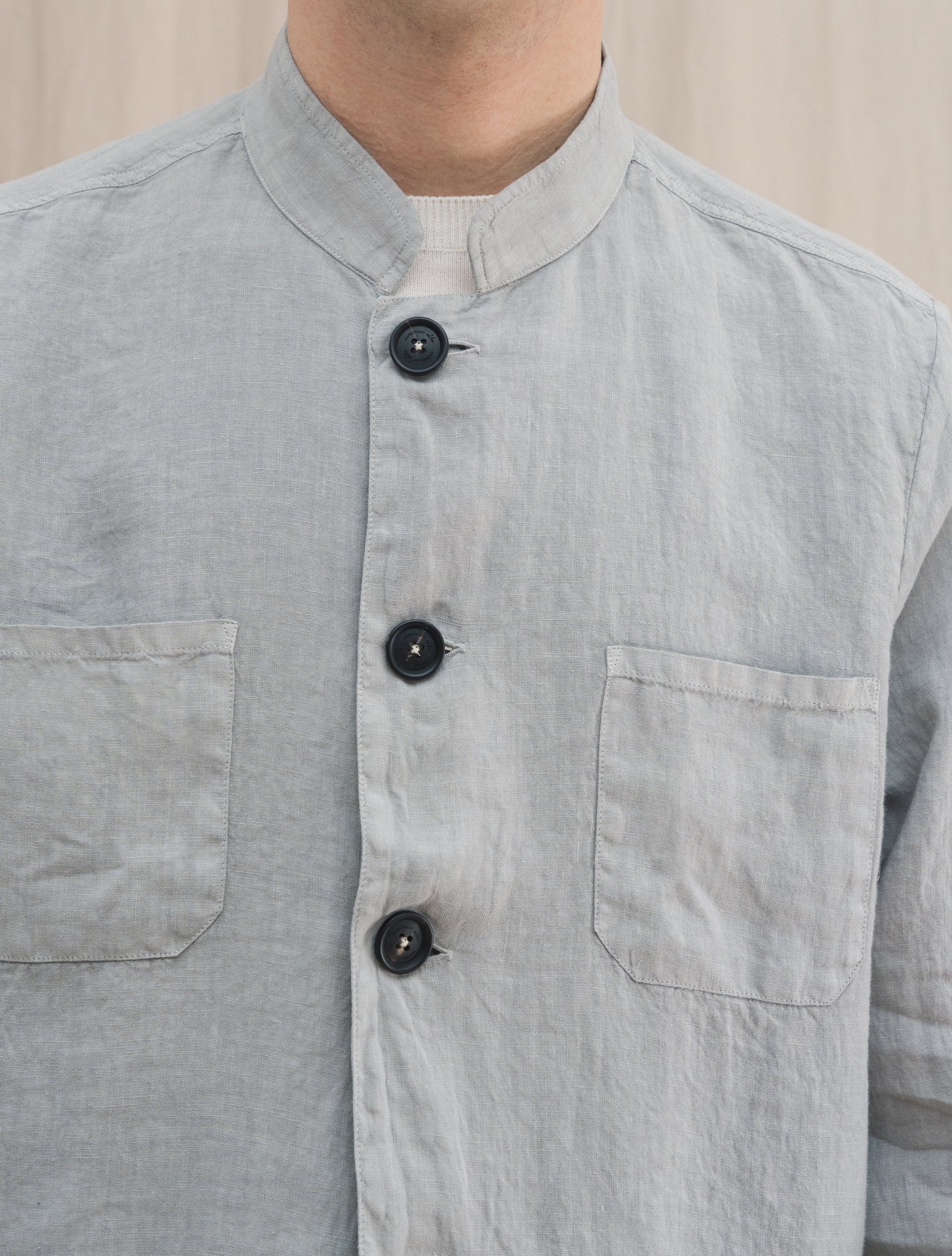 Nehru Collar Linen Jacket Grey Massimo Alba Jackets S