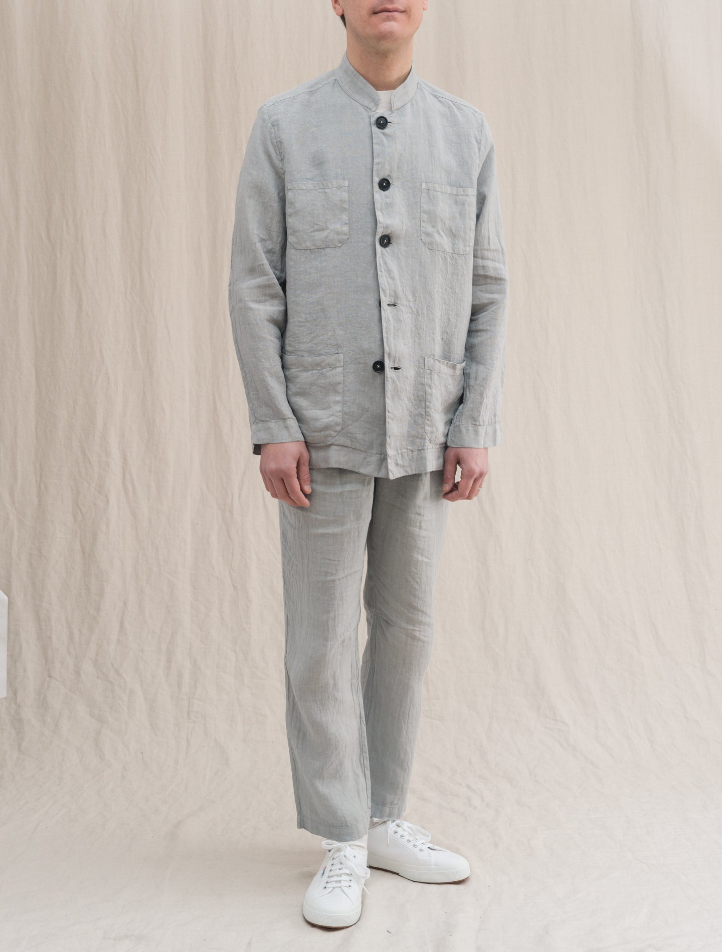 Nehru Collar Linen Jacket Grey Massimo Alba Jackets S