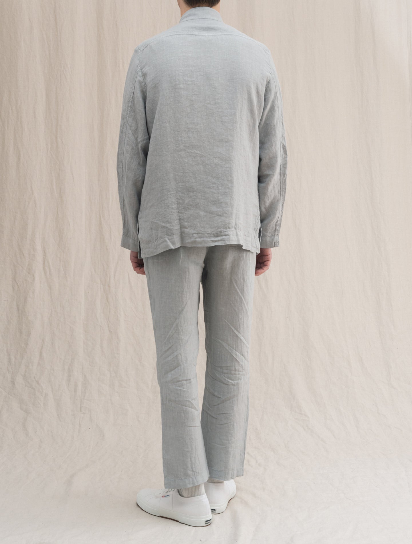 Nehru Collar Linen Jacket Grey Massimo Alba Jackets S