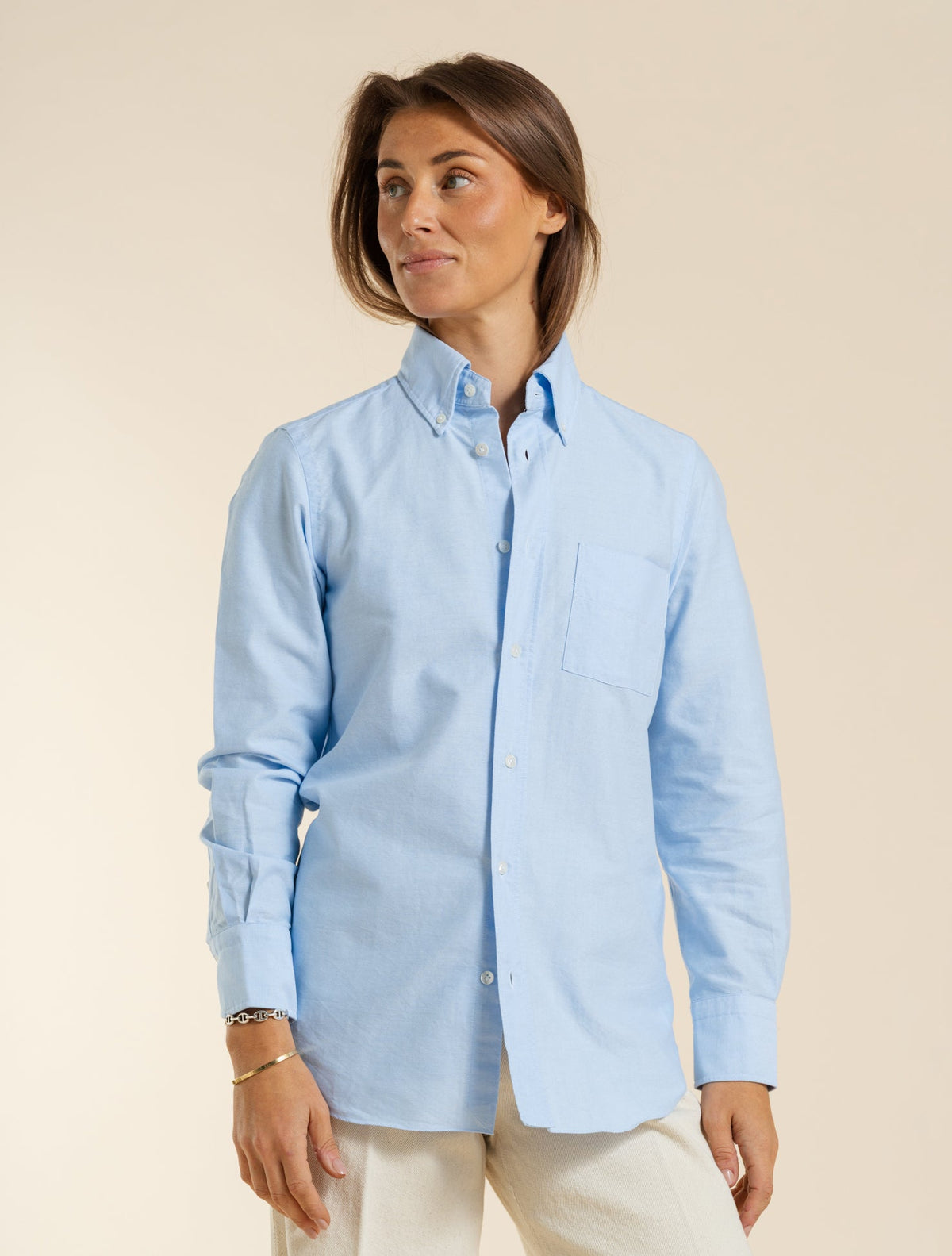 Nora Cotton Oxford Shirt Light Blue Finamore Shirts IT 38