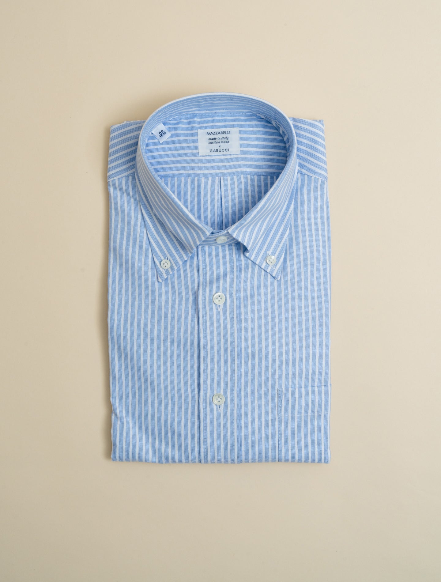 Oxford Reversed Striped IVY Fit Shirts Light Blue Mazzarelli Shirts 38