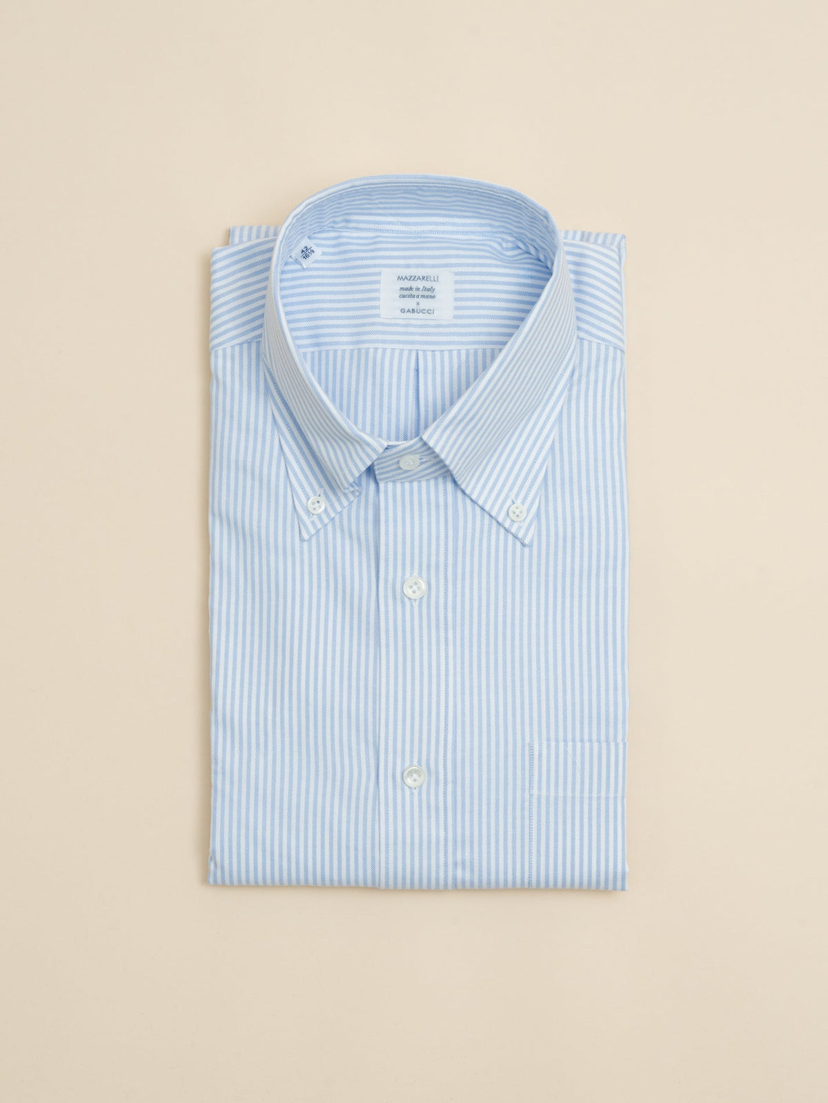 Oxford Striped Ivy Fit Shirt Light Blue Mazzarelli Shirts 38